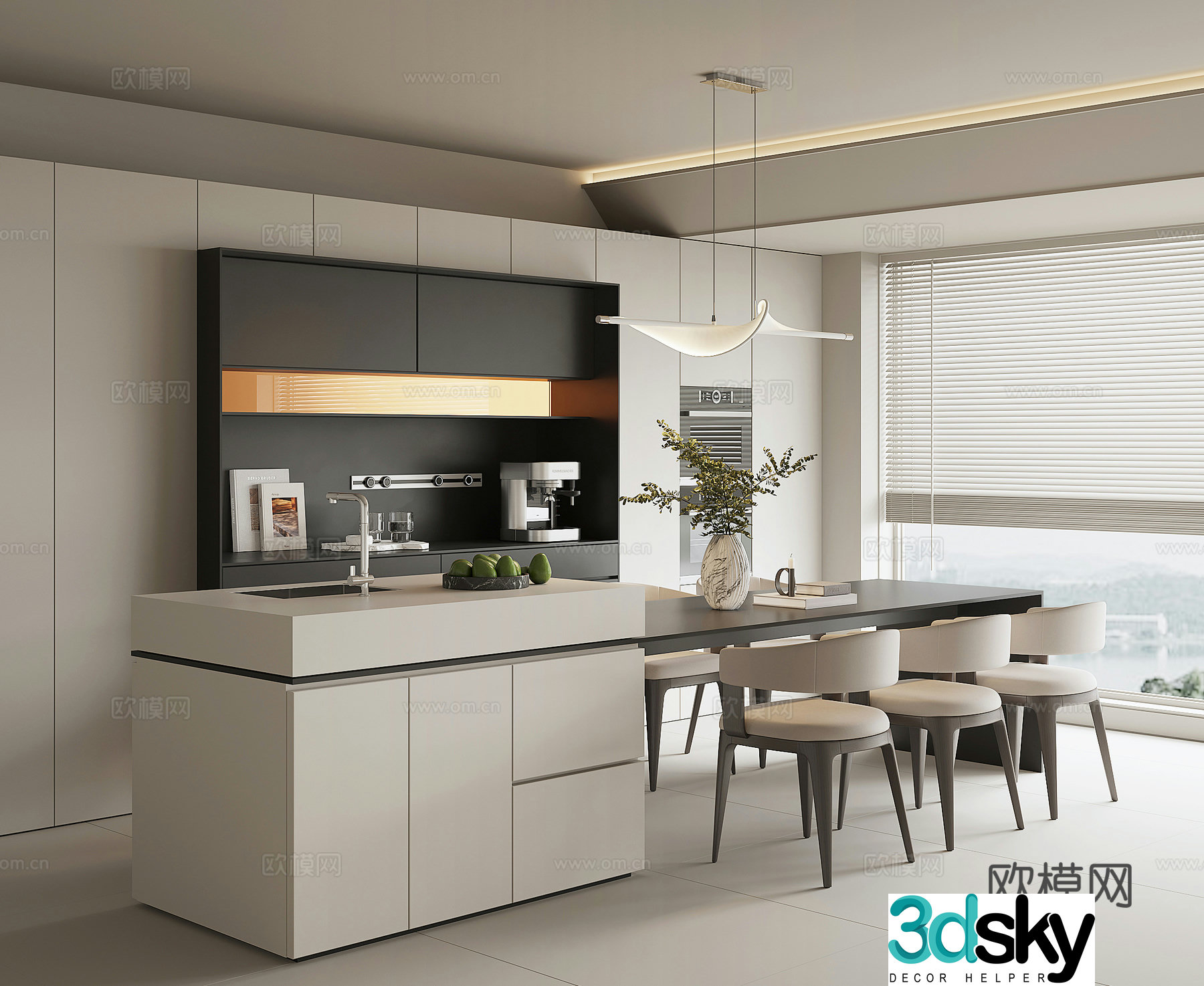 Modern home restaurant 3d model