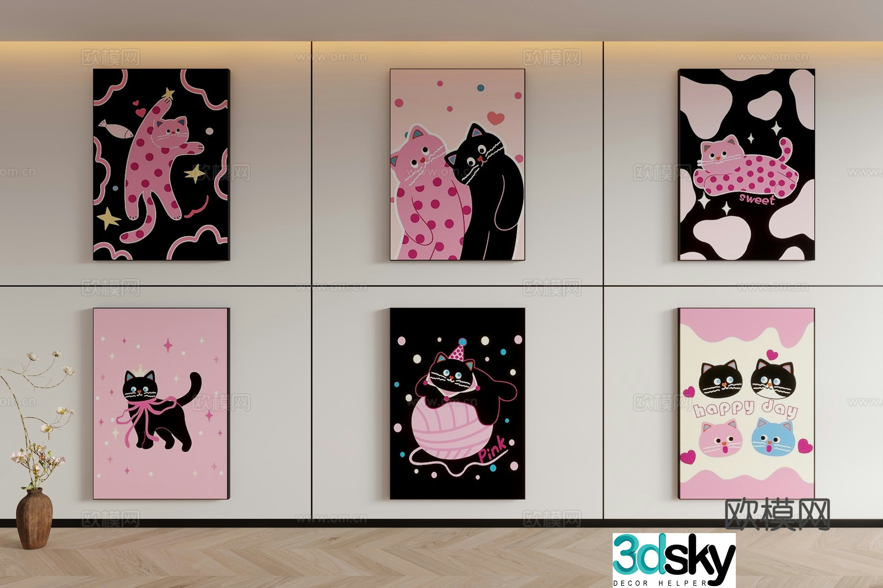 Modern minimalist abstract children’s decorative painting 3d model