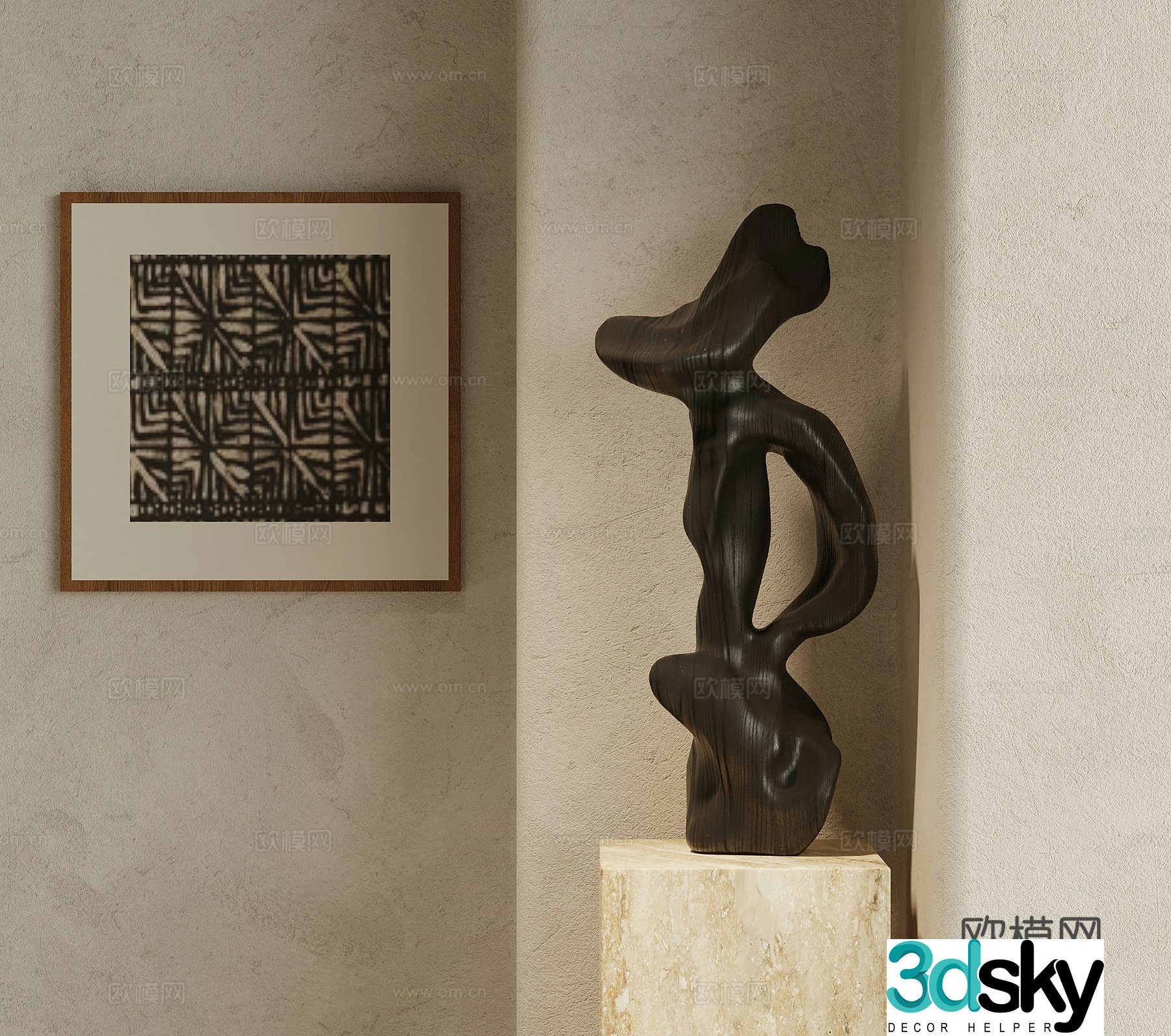 Middle-aged decorative ornaments sculptures decorative hanging paintings 3D model