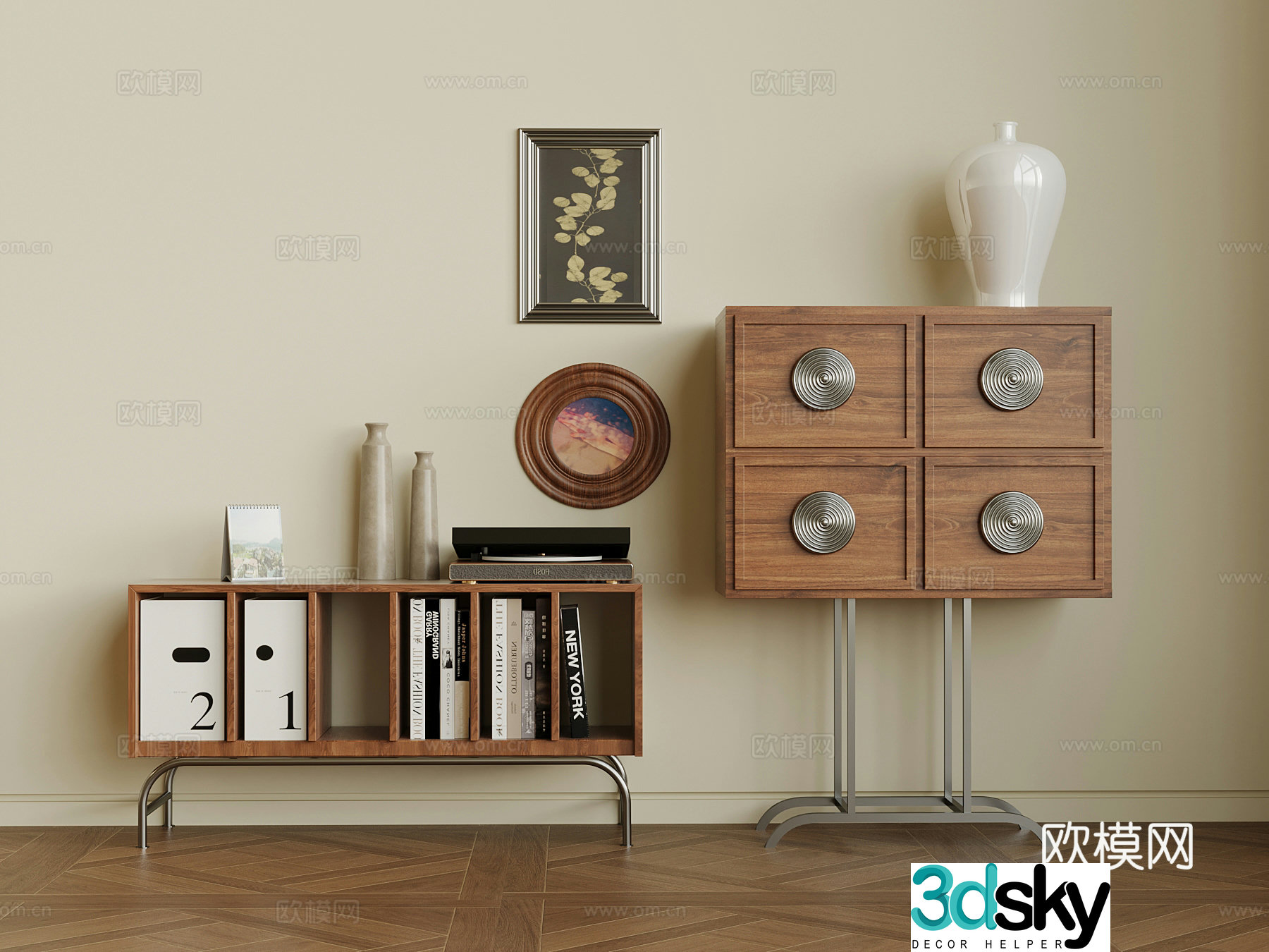 French medieval entrance cabinet 3D model