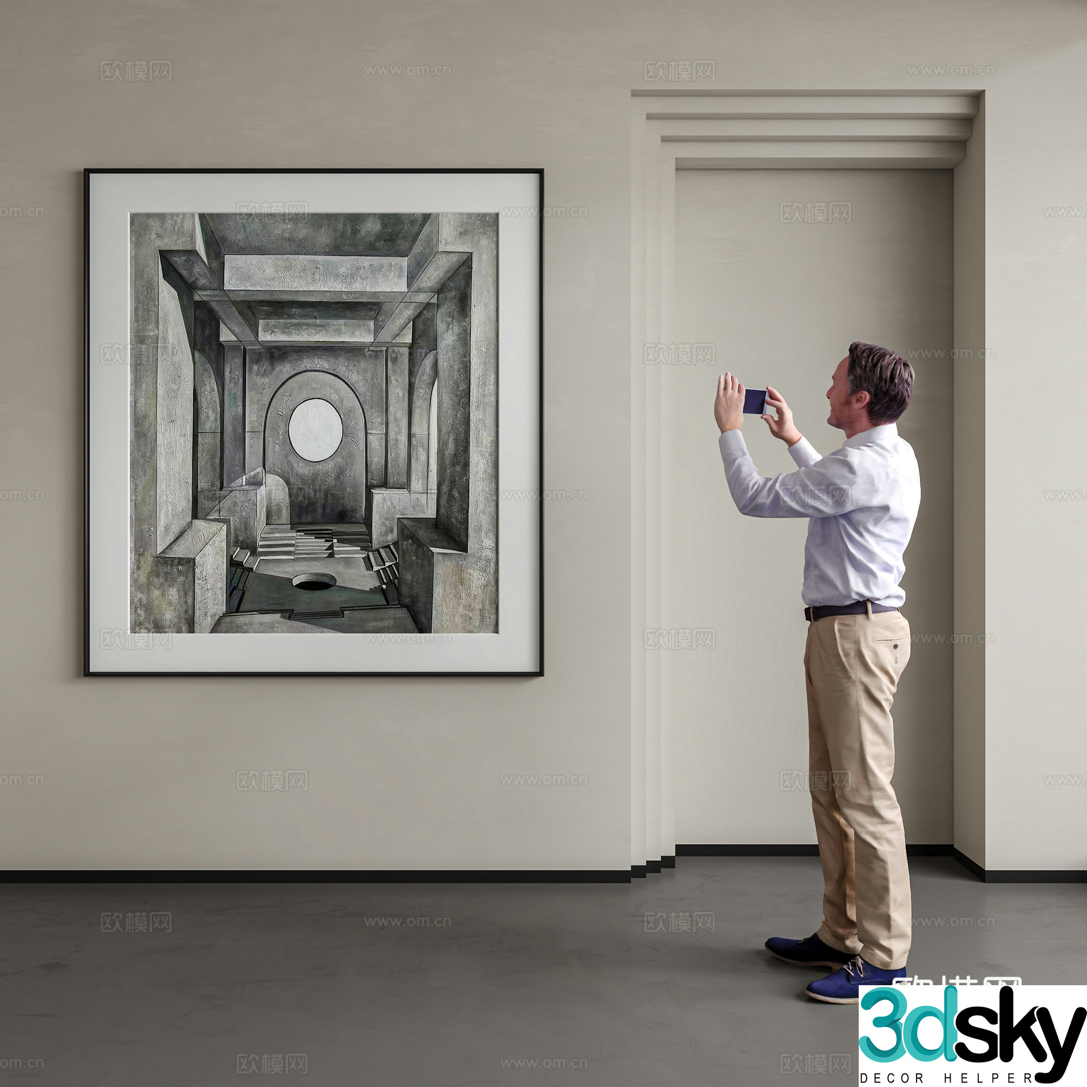 Modern decorative painting Hanging painting Abstract painting 3d model