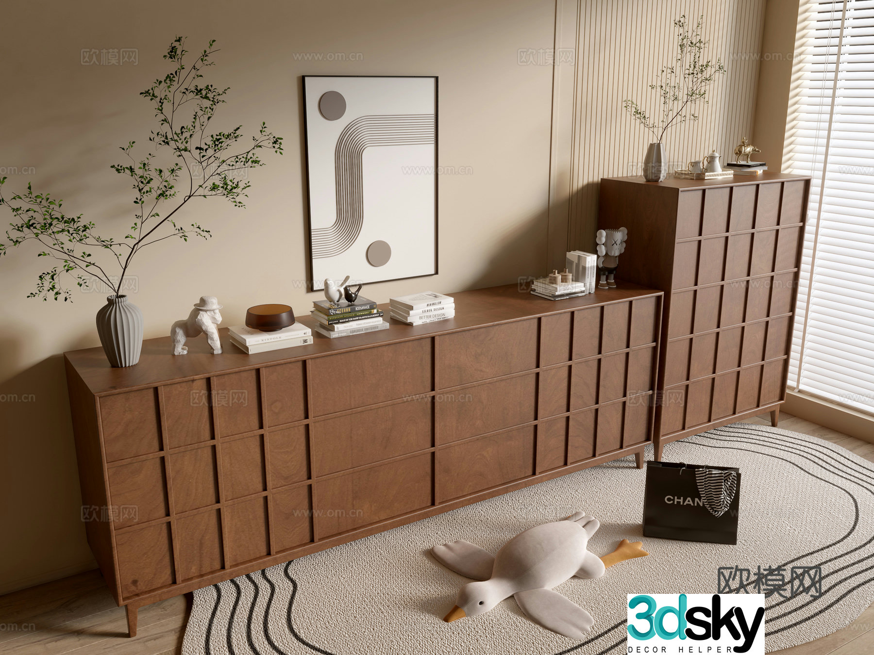 Modern wood grain cabinet minimalist wind cabinet whole cabinet sideboard cabinet balcony cabinet storage cabinet 3d model