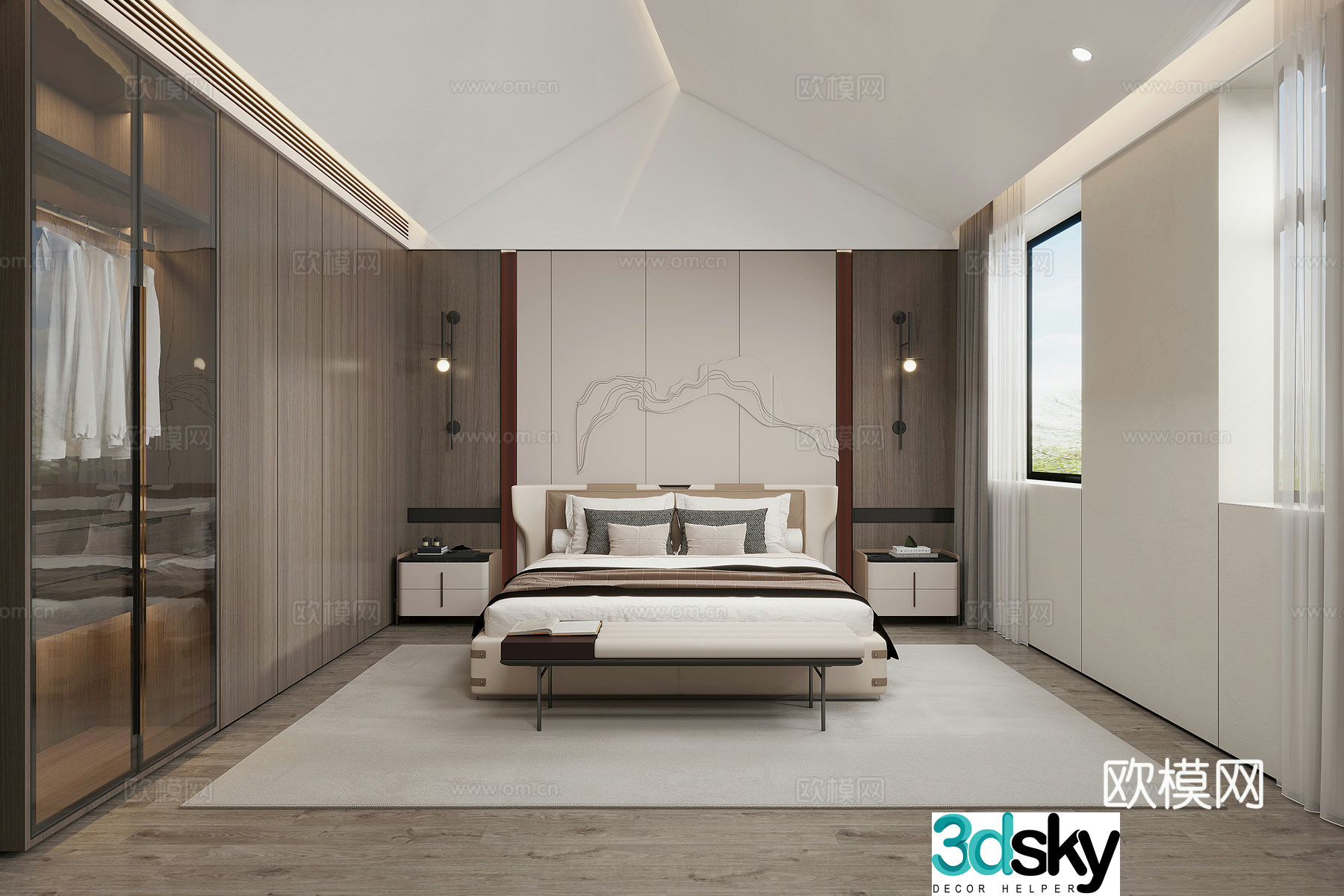 New Chinese bedroom 3D model