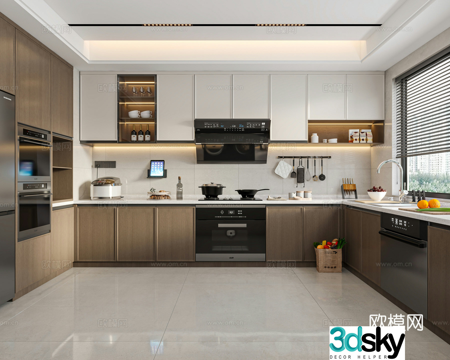 Modern medieval closed kitchen kitchen kitchen utensils cabinets kitchen supplies appliances stove 3d model
