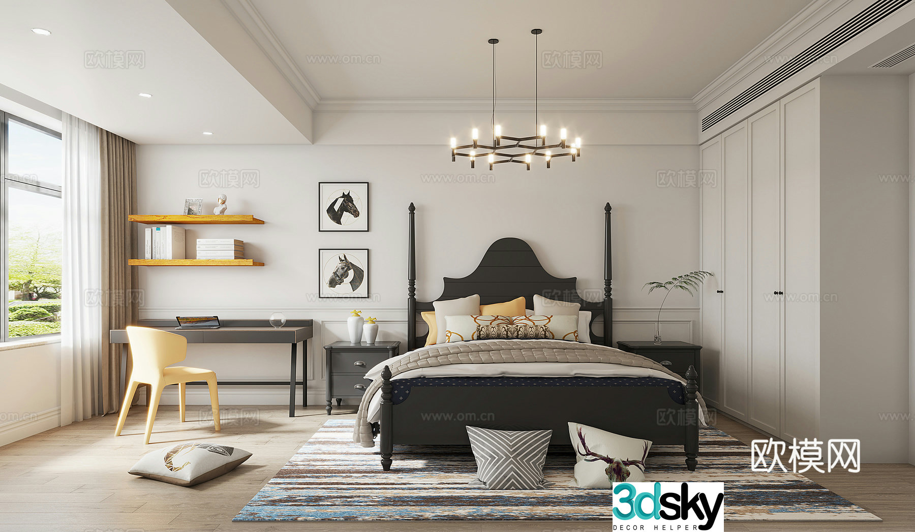 American bedroom 3d model