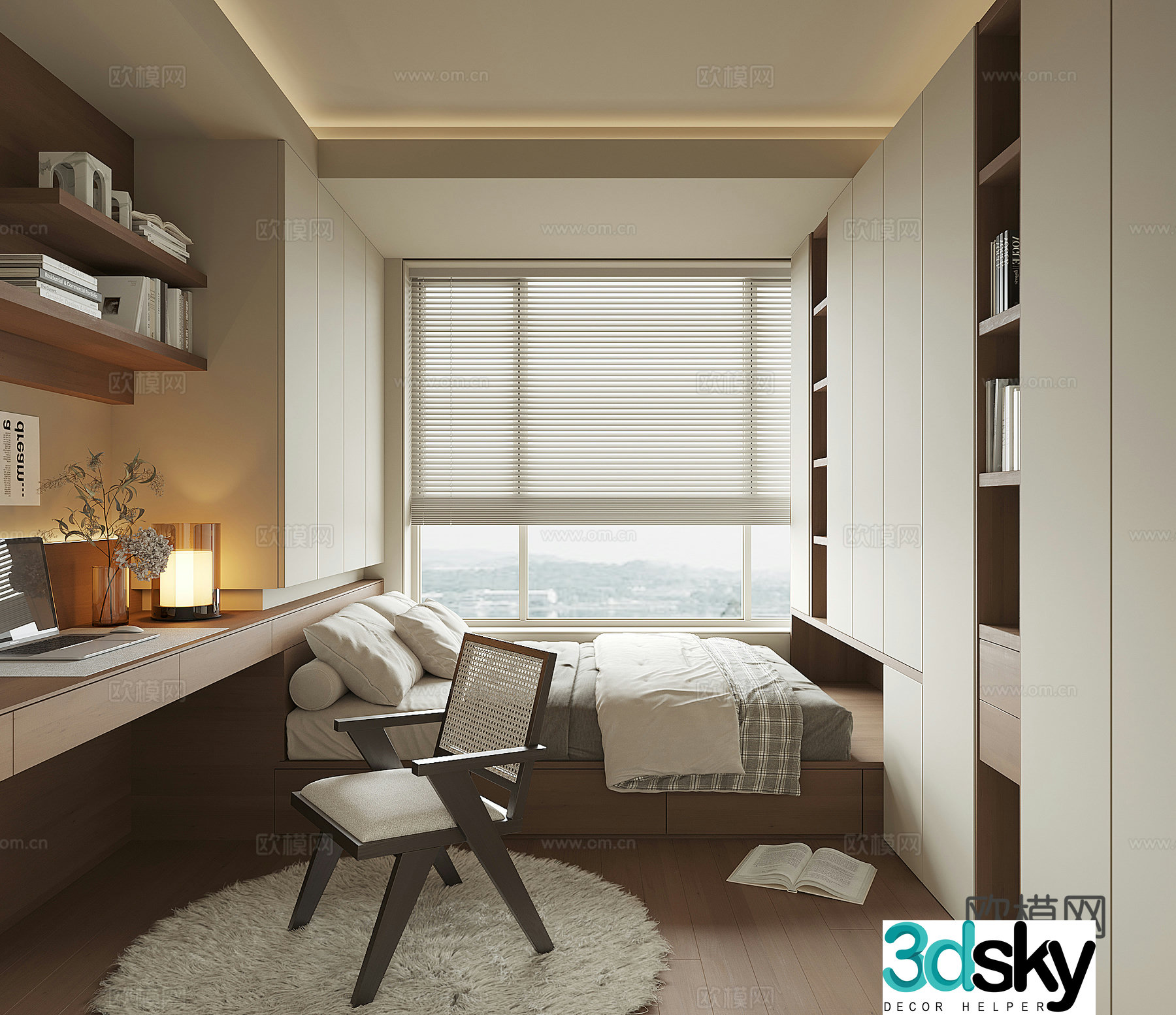 Modern tatami bedroom 3d model