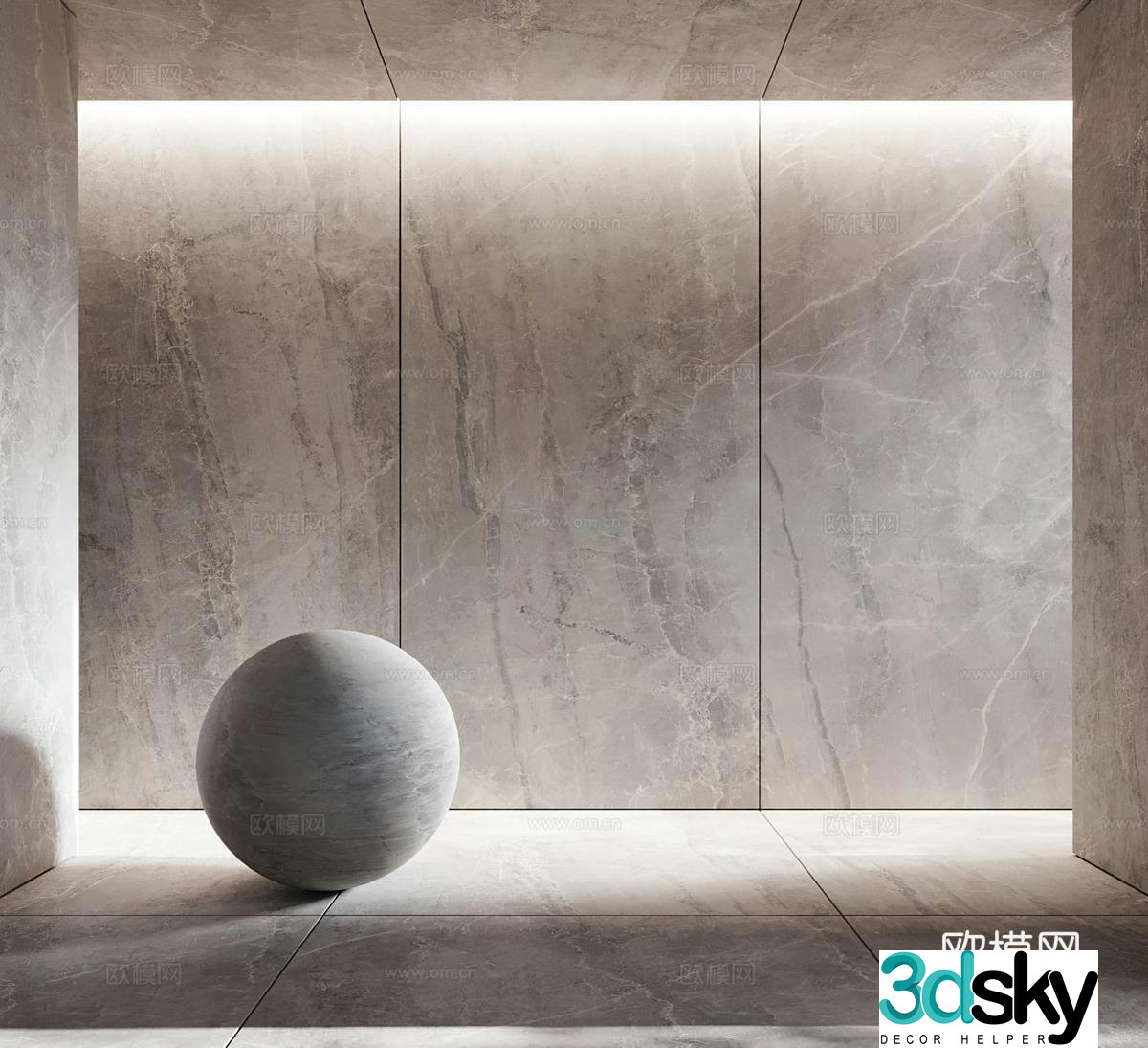 Modern marble stone slab tiles floor 3d model