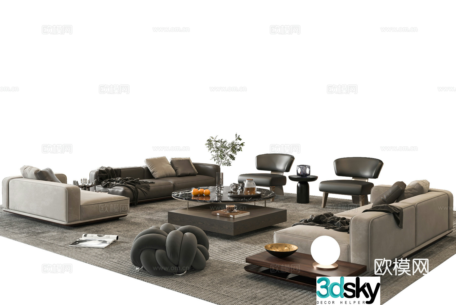 Italian sofa combination 3D model