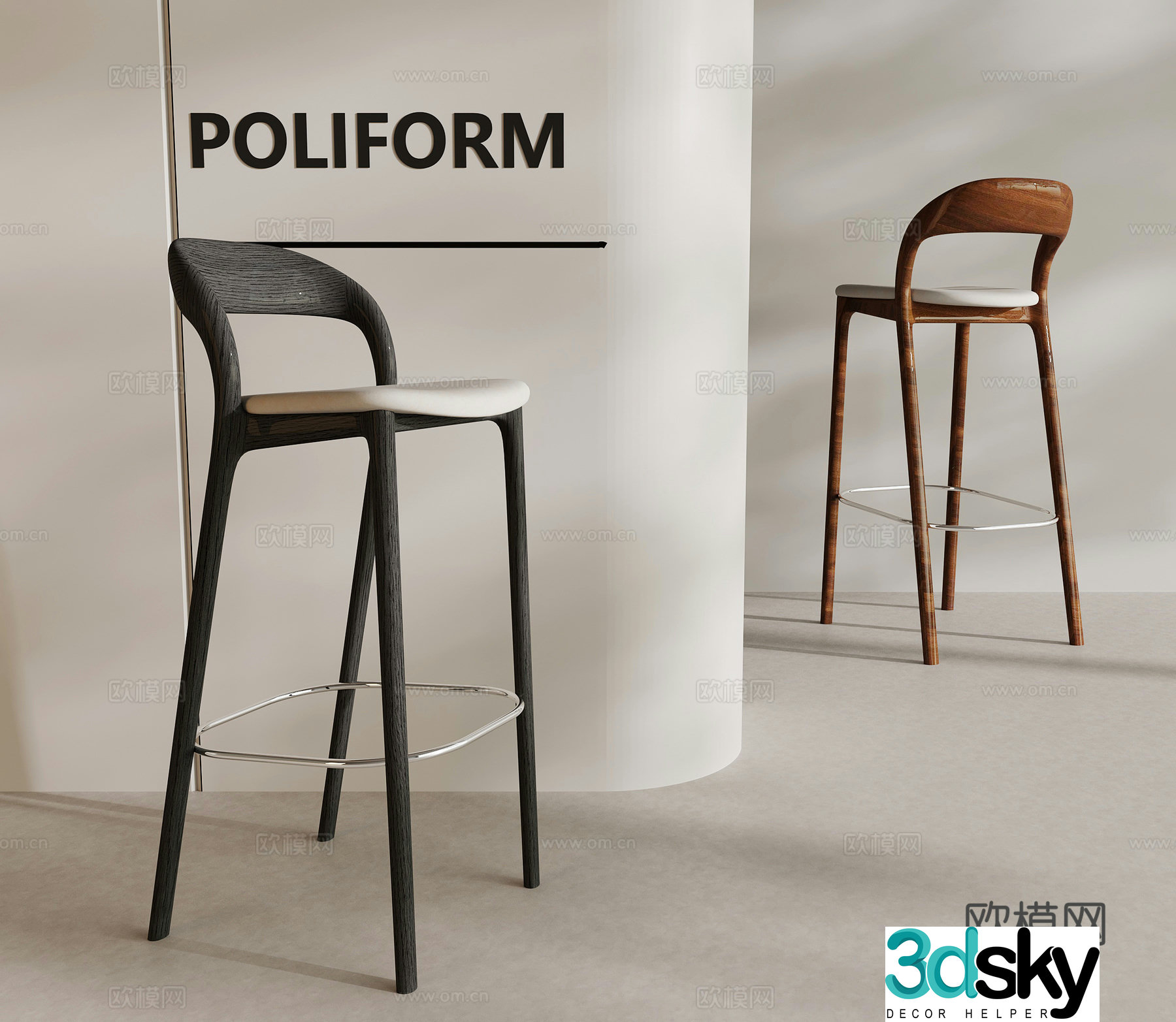 Modern bar stool 3d model