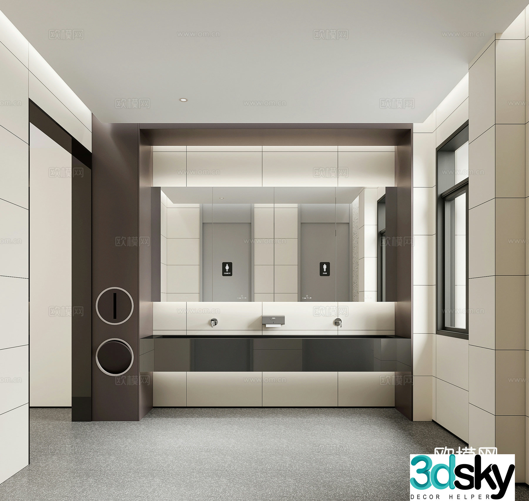 Modern public bathroom 3d model