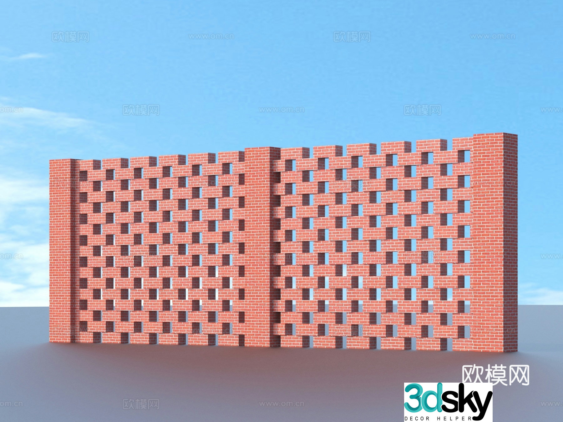 Brick wall Red brick wall Three-dimensional brick wall 3d model