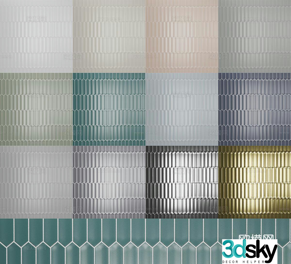 EQUIPR Modern minimalist tiles Masked tiles Wall tiles Bathroom tiles Handmade tiles 3d model