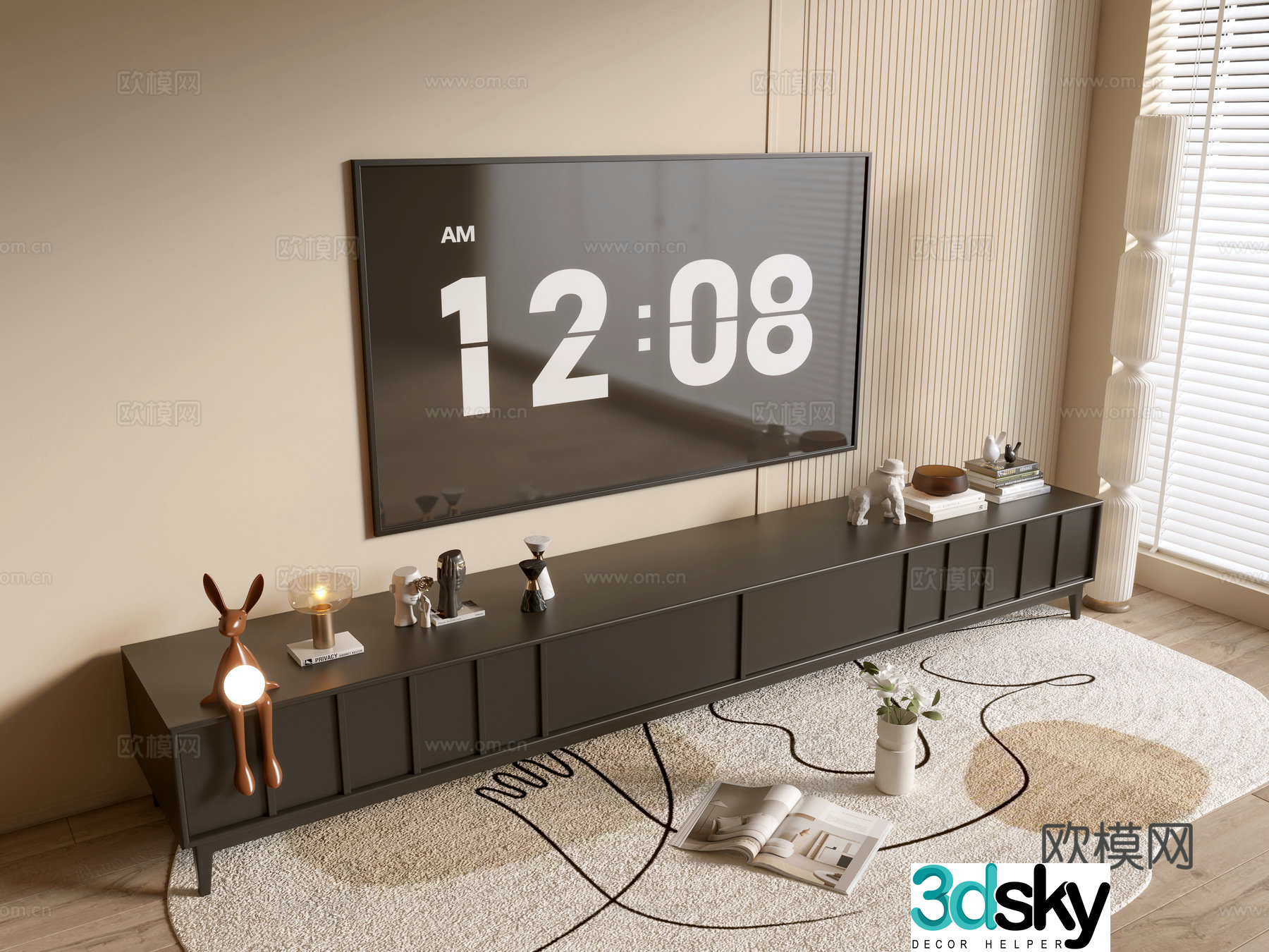 Modern black TV cabinet sideboard balcony cabinet storage cabinet entrance entrance cabinet 3D model