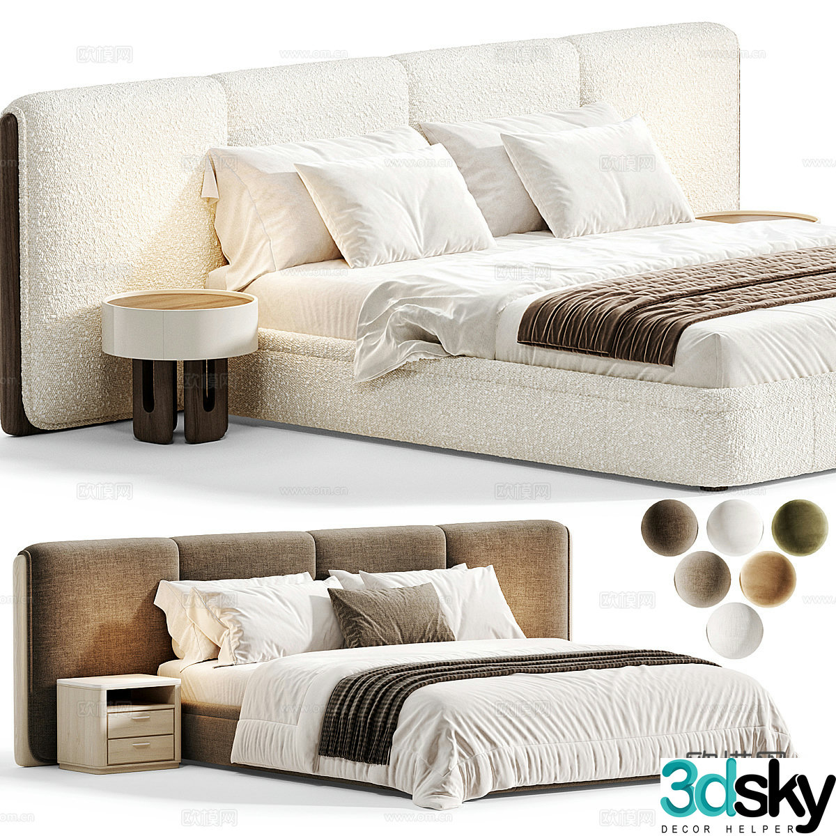 Modern Italian light luxury GIPPO Bed3d model