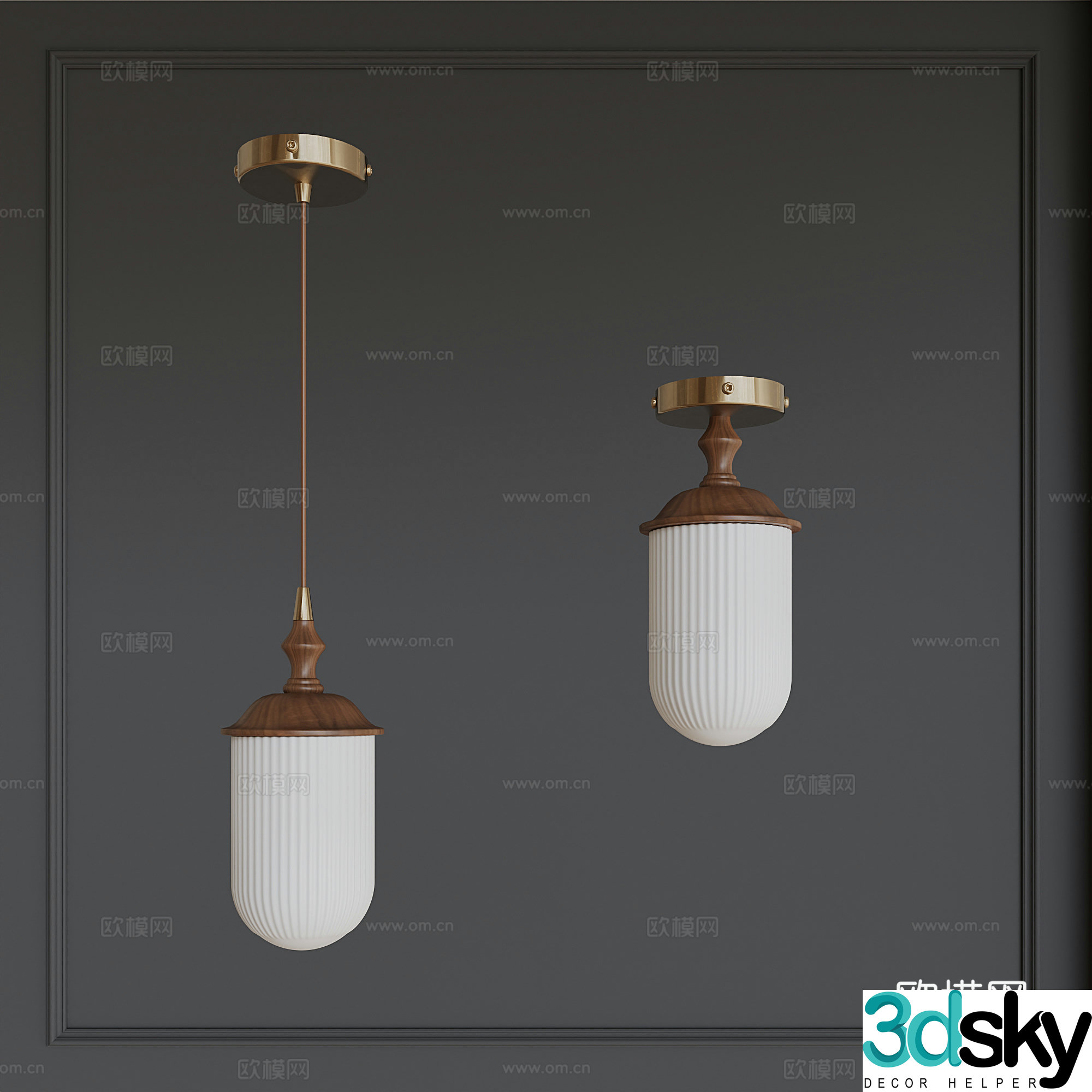 Walnut medieval vintage chandelier 3d model