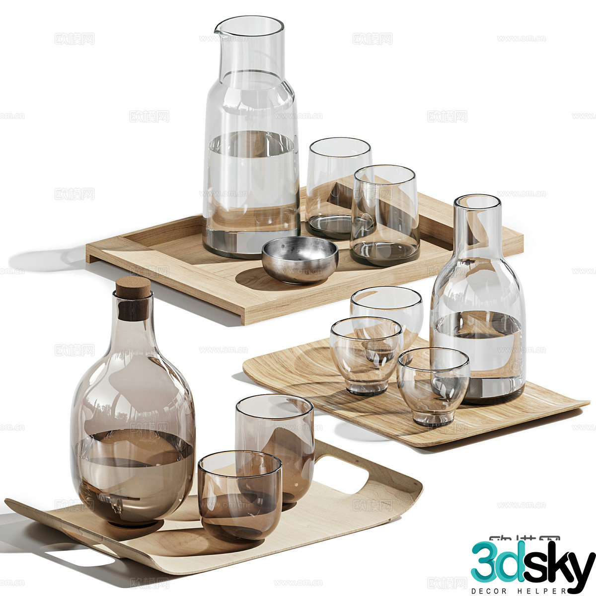 Glass water cup tray 3d model