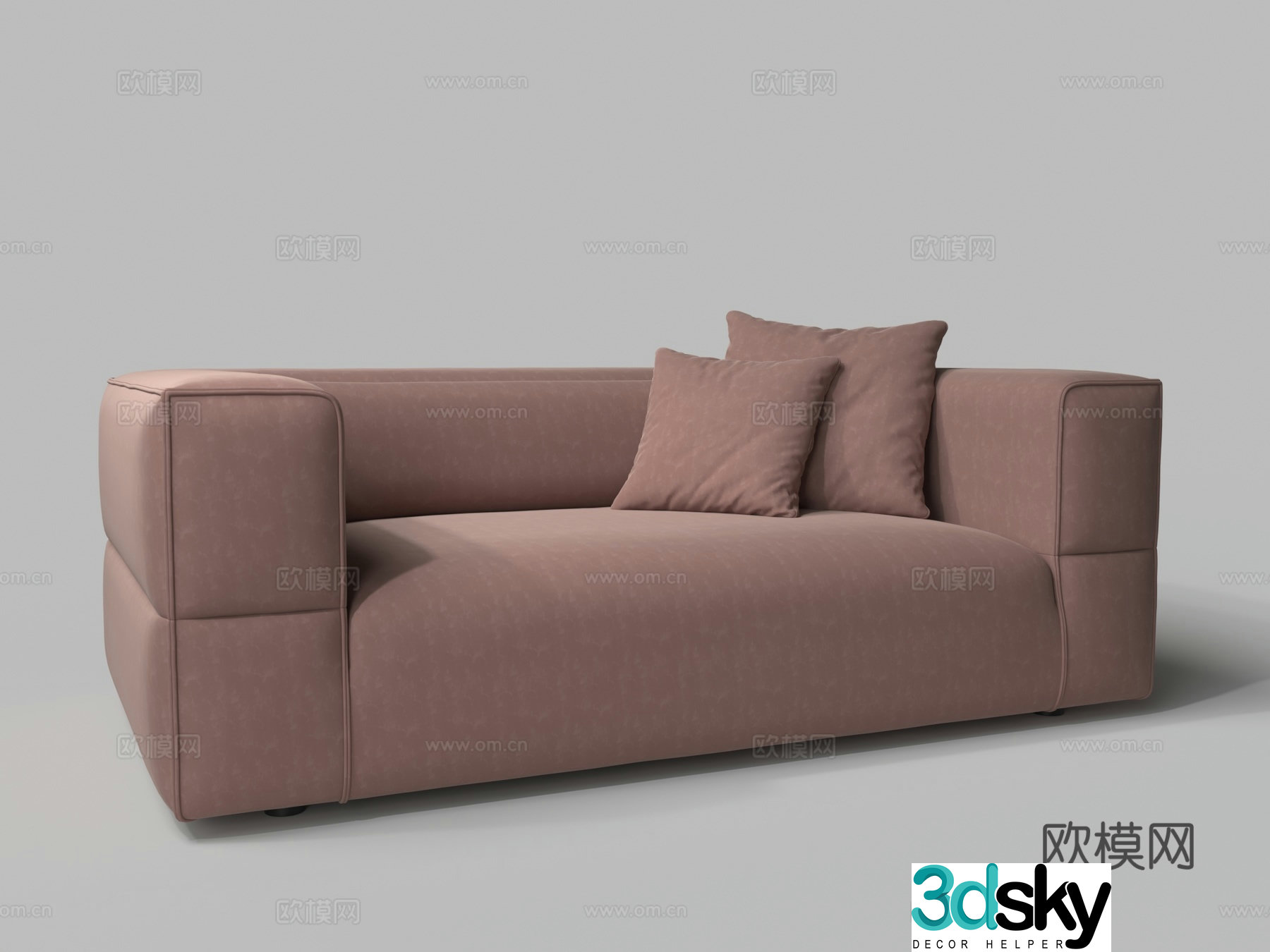Modern velvet double sofa 3d model