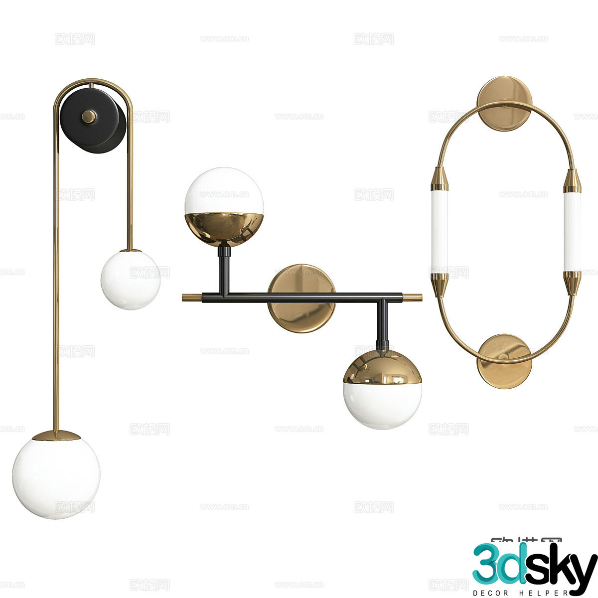 Modern light luxury decorative wall light 3d model