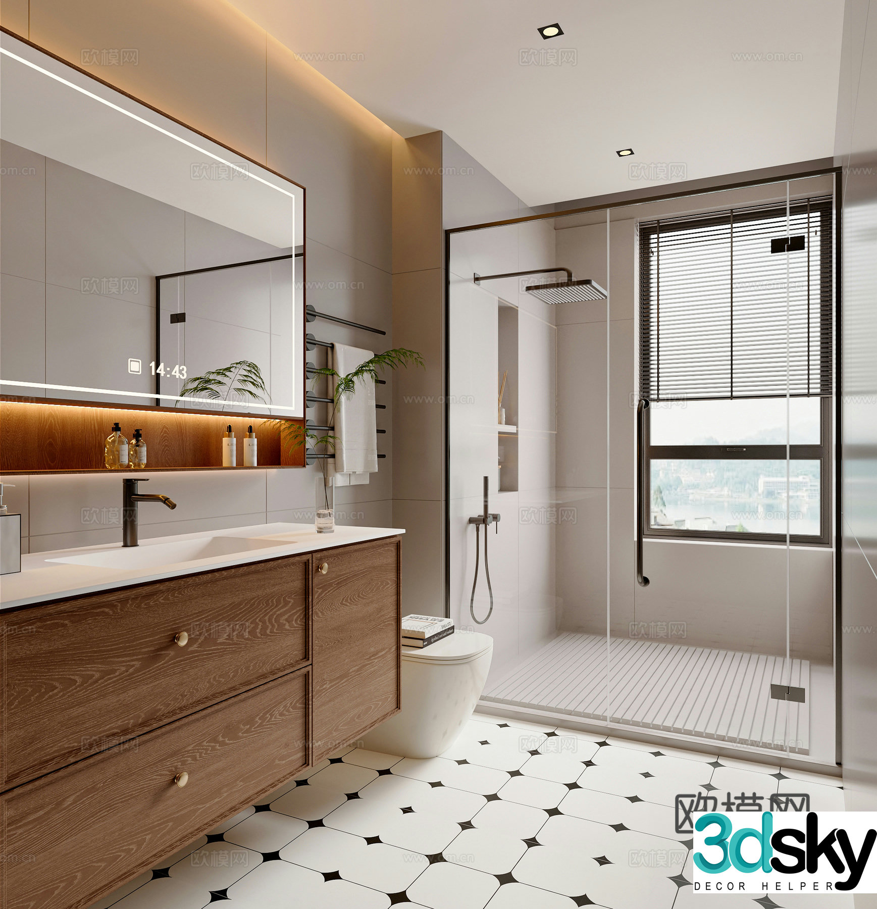 Modern medieval style bathroom shower toilet bathroom supplies bathroom cabinet 3d model