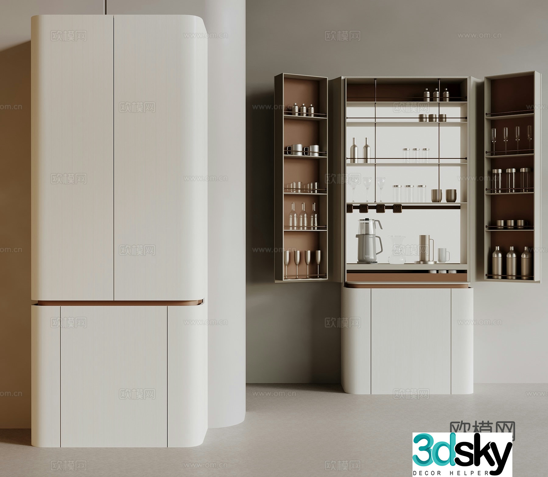 Modern wine cabinet_tea cabinet_wine cabinet_wine glass cabinet_decoration cabinet_wall-mounted decoration cabinet 3D model