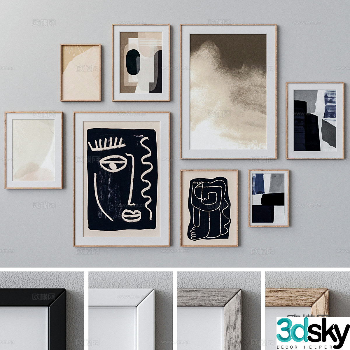 Modern hanging painting photo wall 3d model