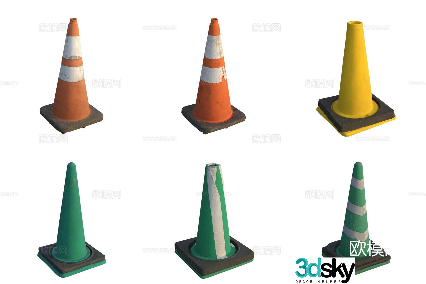 Roadblock conical barrel road facility 3D model