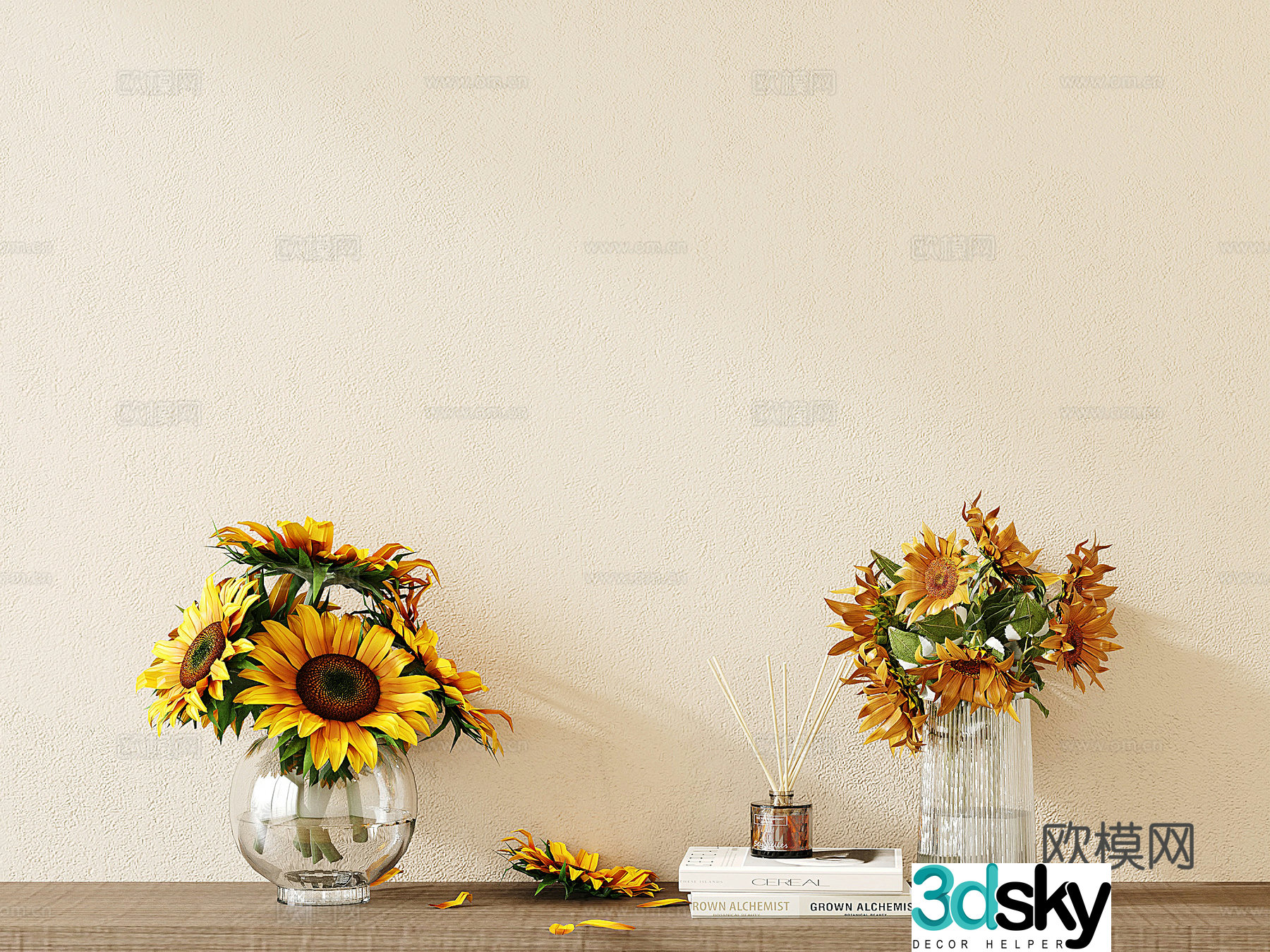 Modern European style retro vase sunflower 3d model
