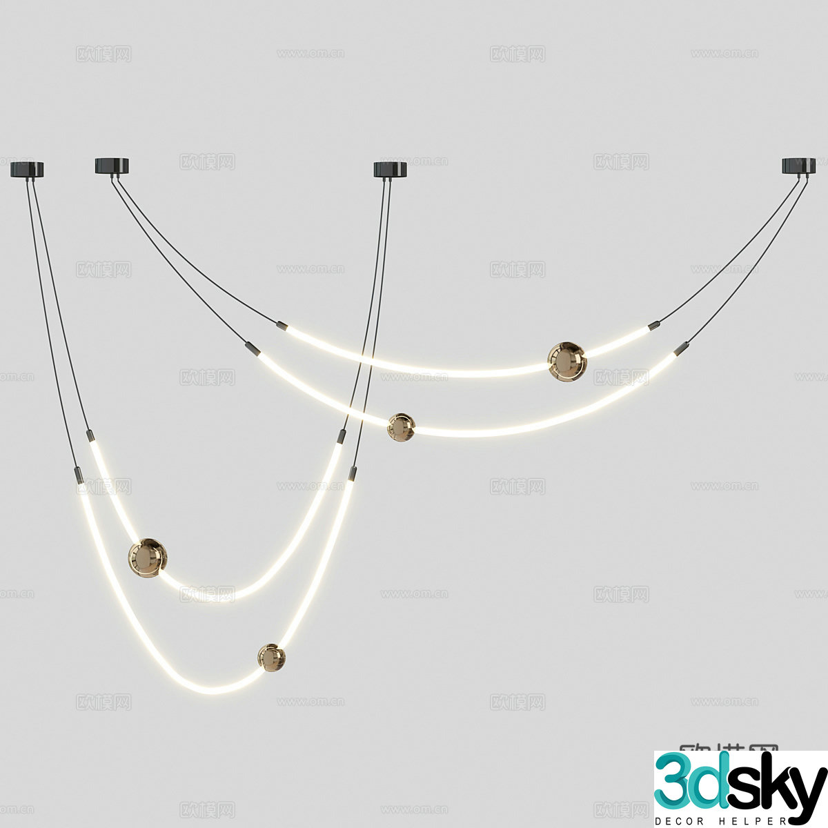 Modern light luxury decorative chandeliers 3d model