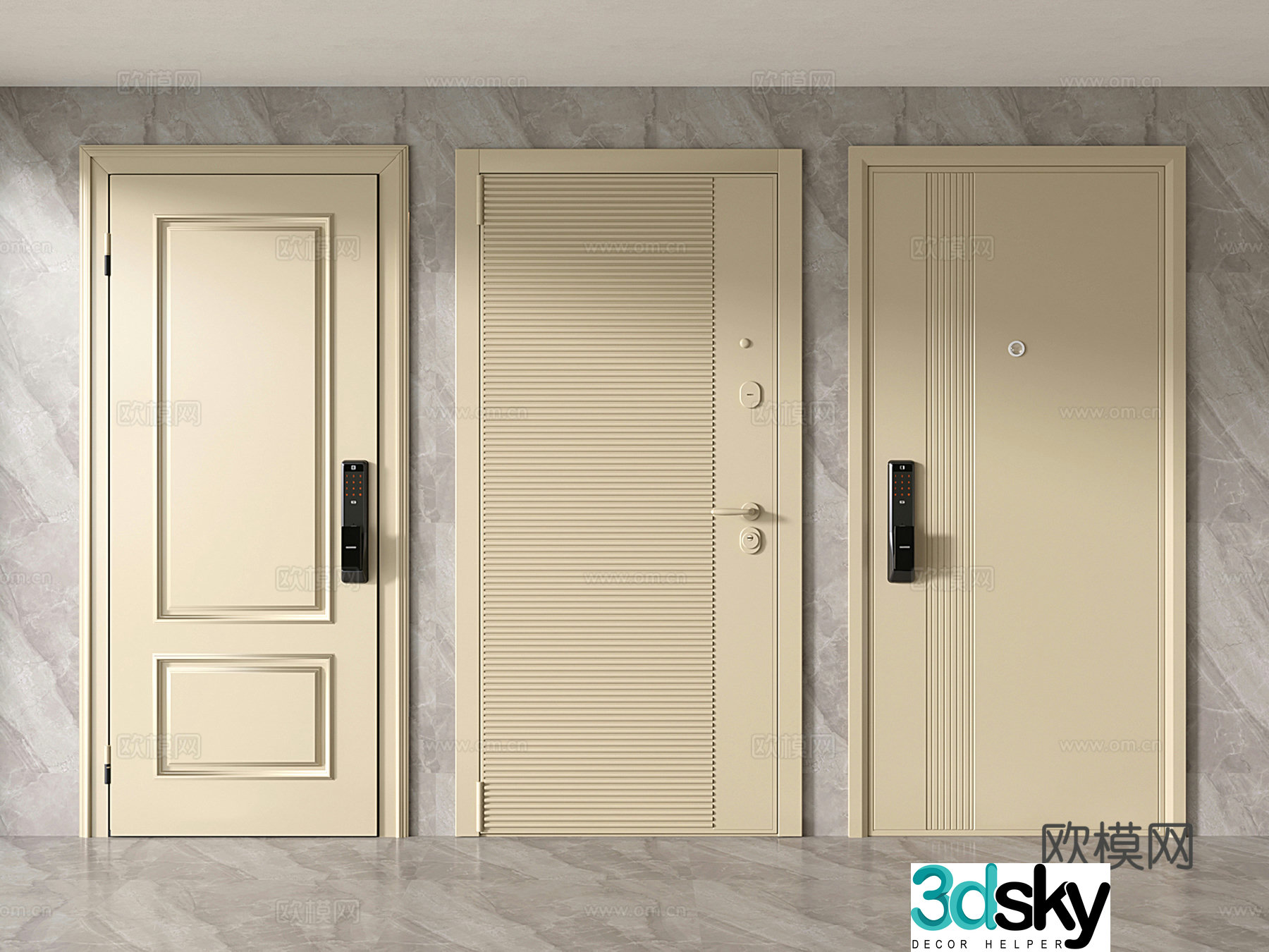 Modern entrance door security door steel door single-open security door armored door 3D model