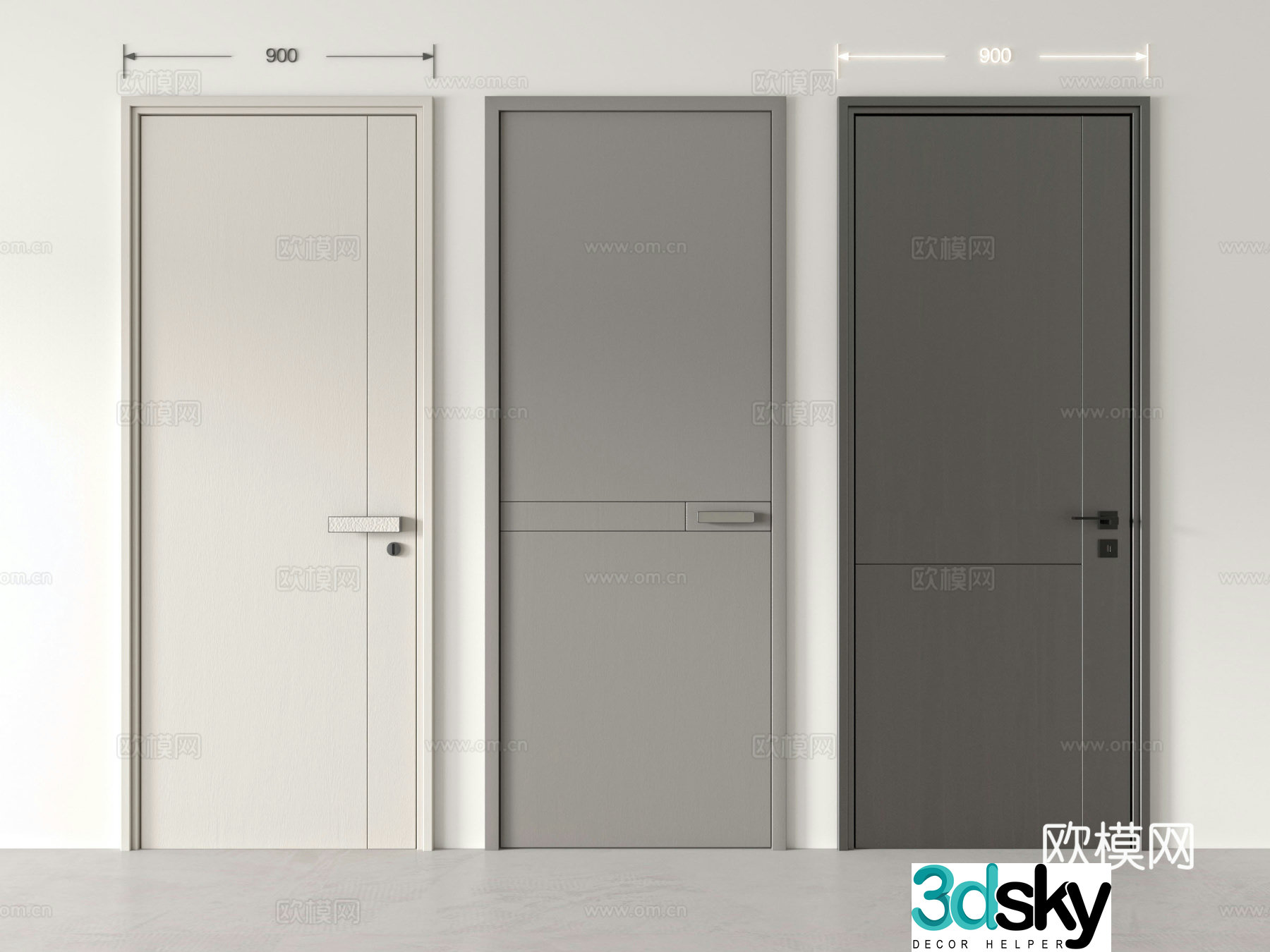 Modern single-open door wooden door open ceiling door bedroom door minimalist door 3D model