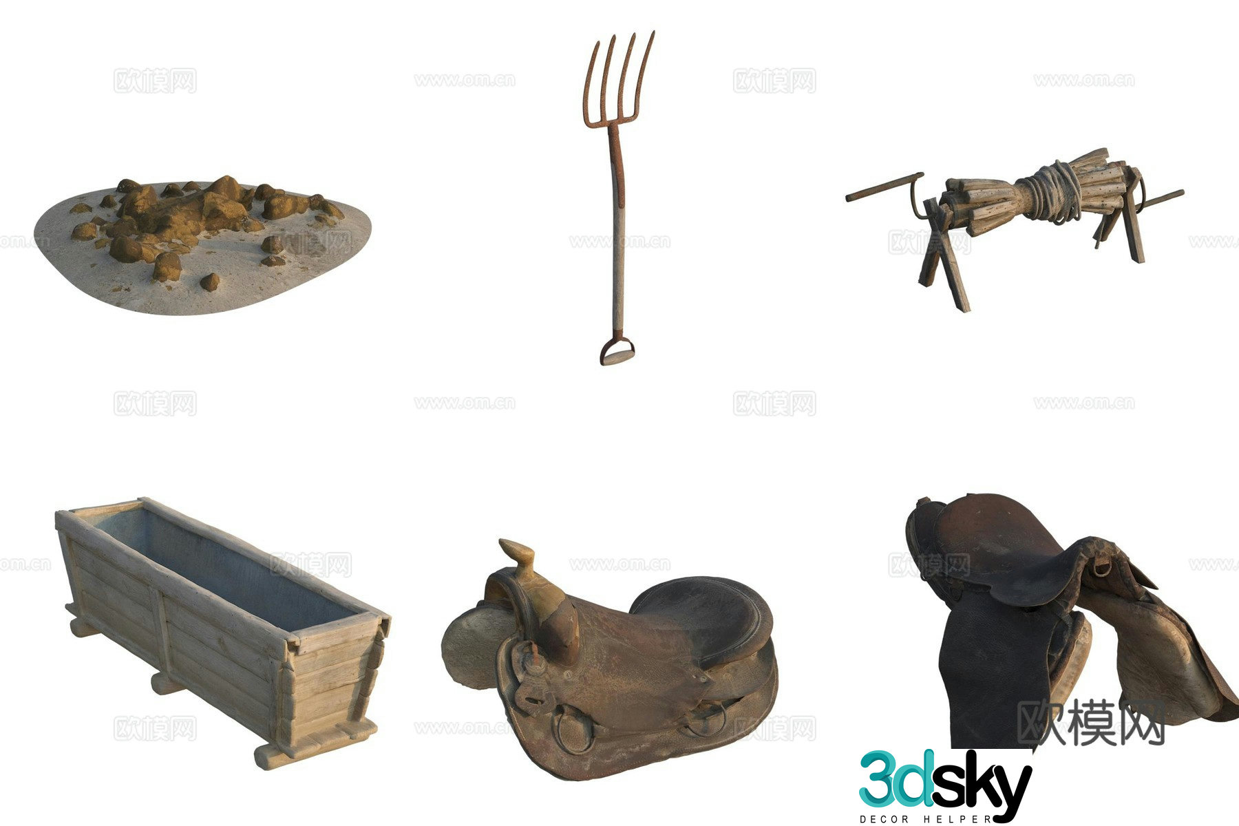 European farm tools tool manger saddle well device 3D model