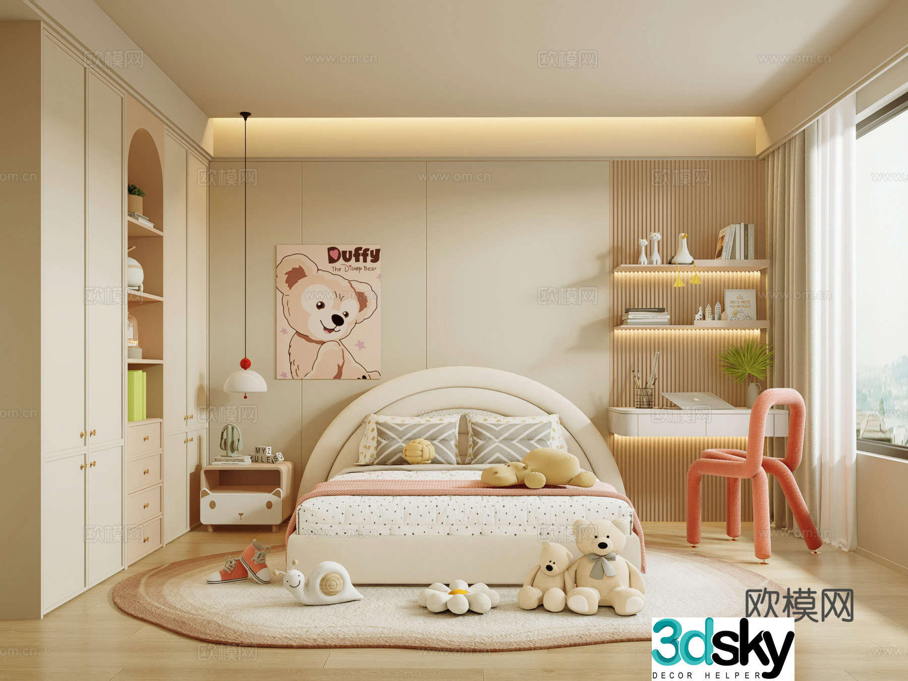 Modern Cream Home Bedroom Children’s Room 3D Model