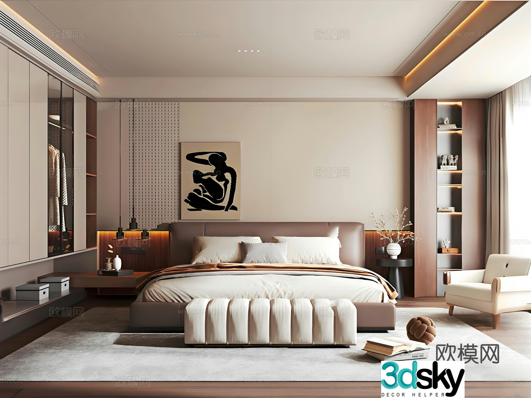 Middle-aged bedroom 3d model