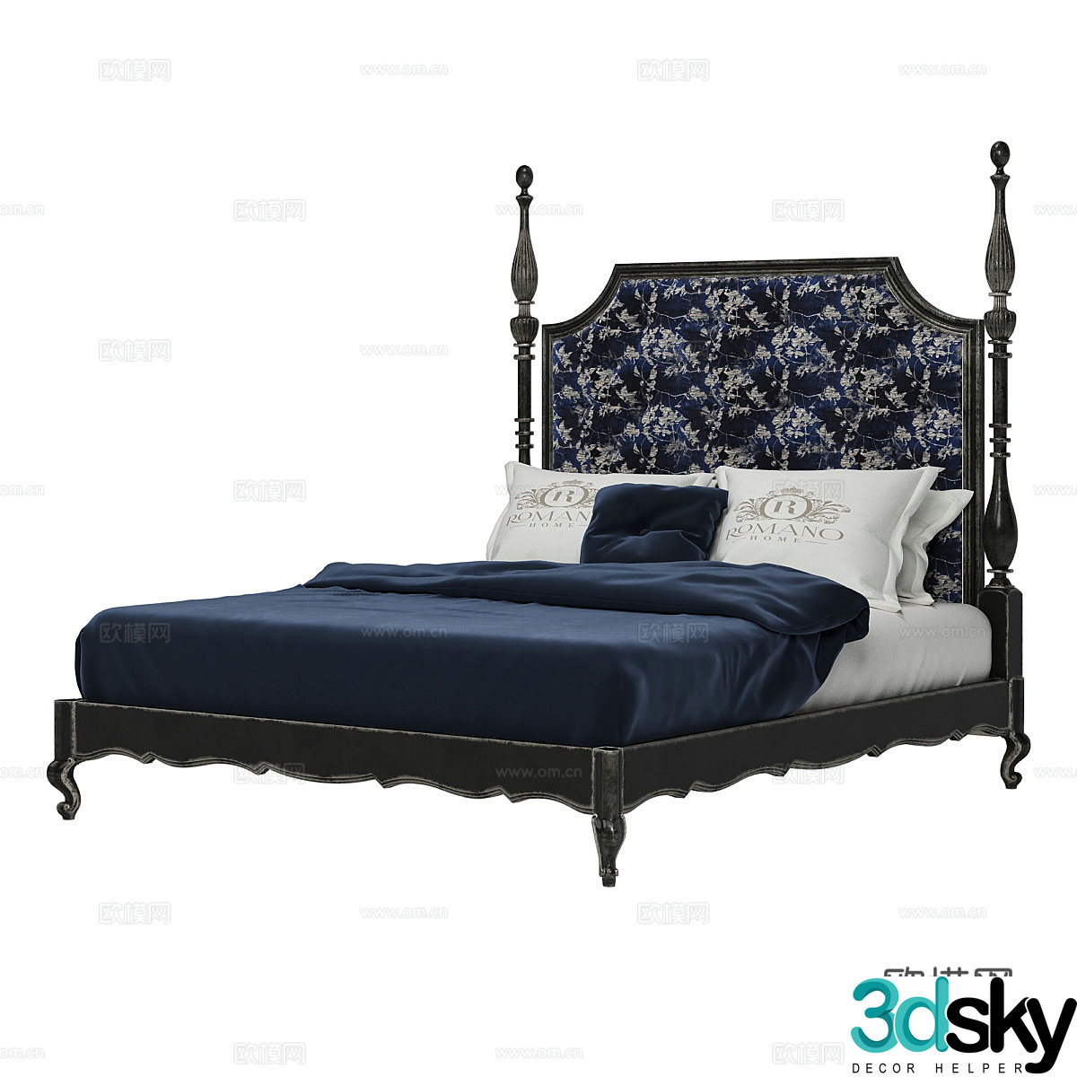 American simple double bed Double bed Simple bed Bed Bedroom bed Single bed 3D model