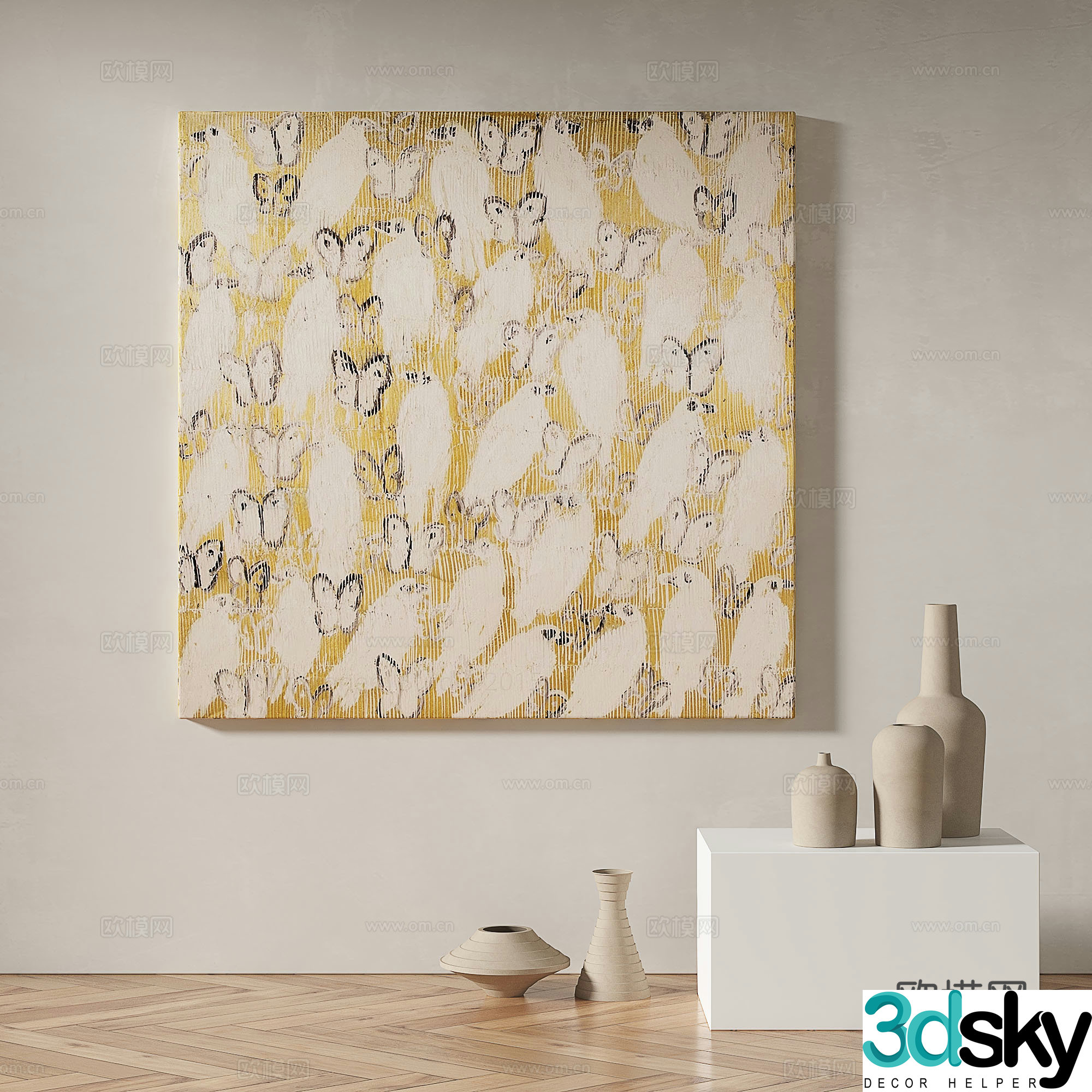 Modern minimalist abstract decorative painting 3d model