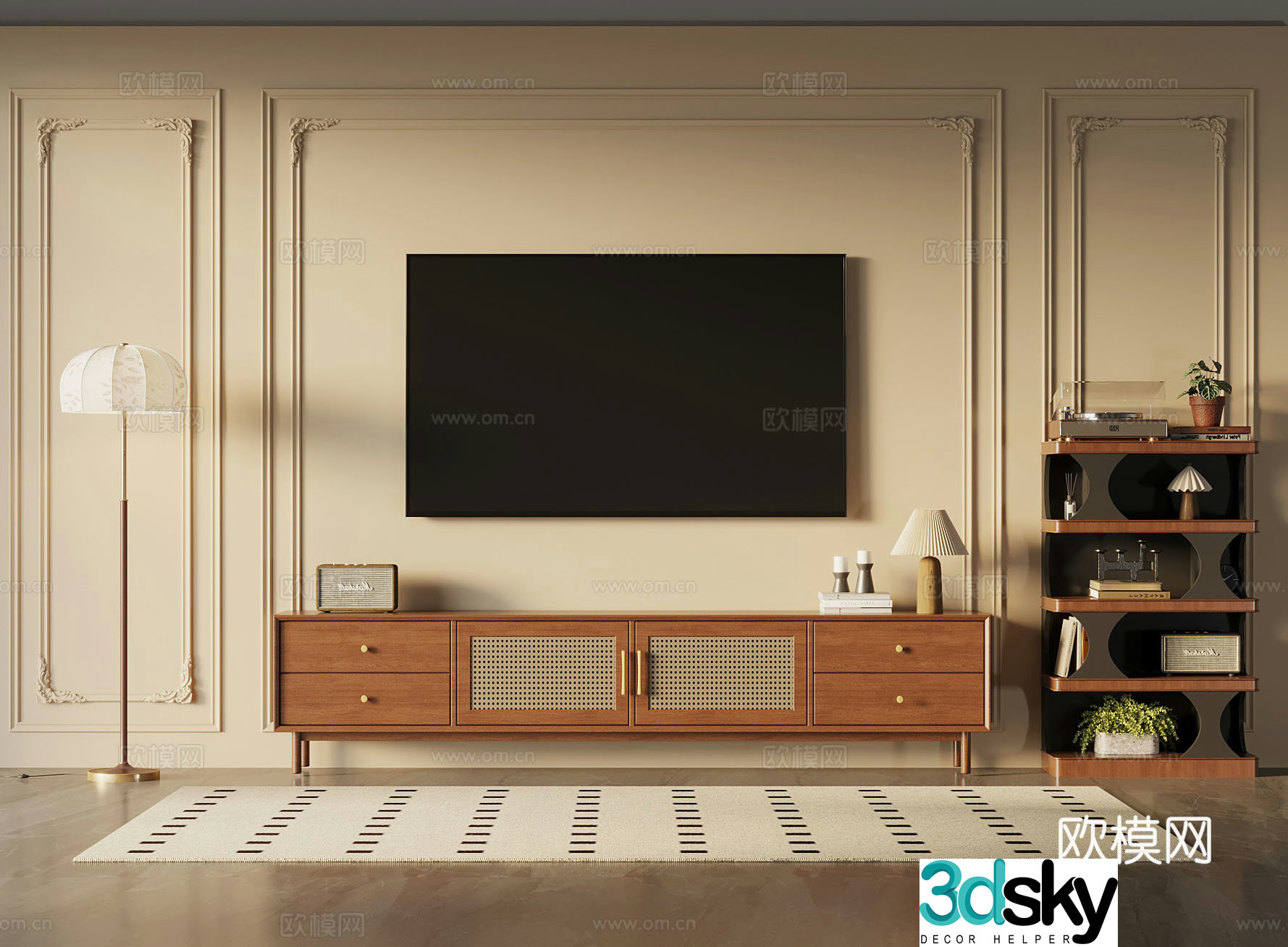 Middle-aged TV cabinet 3D model