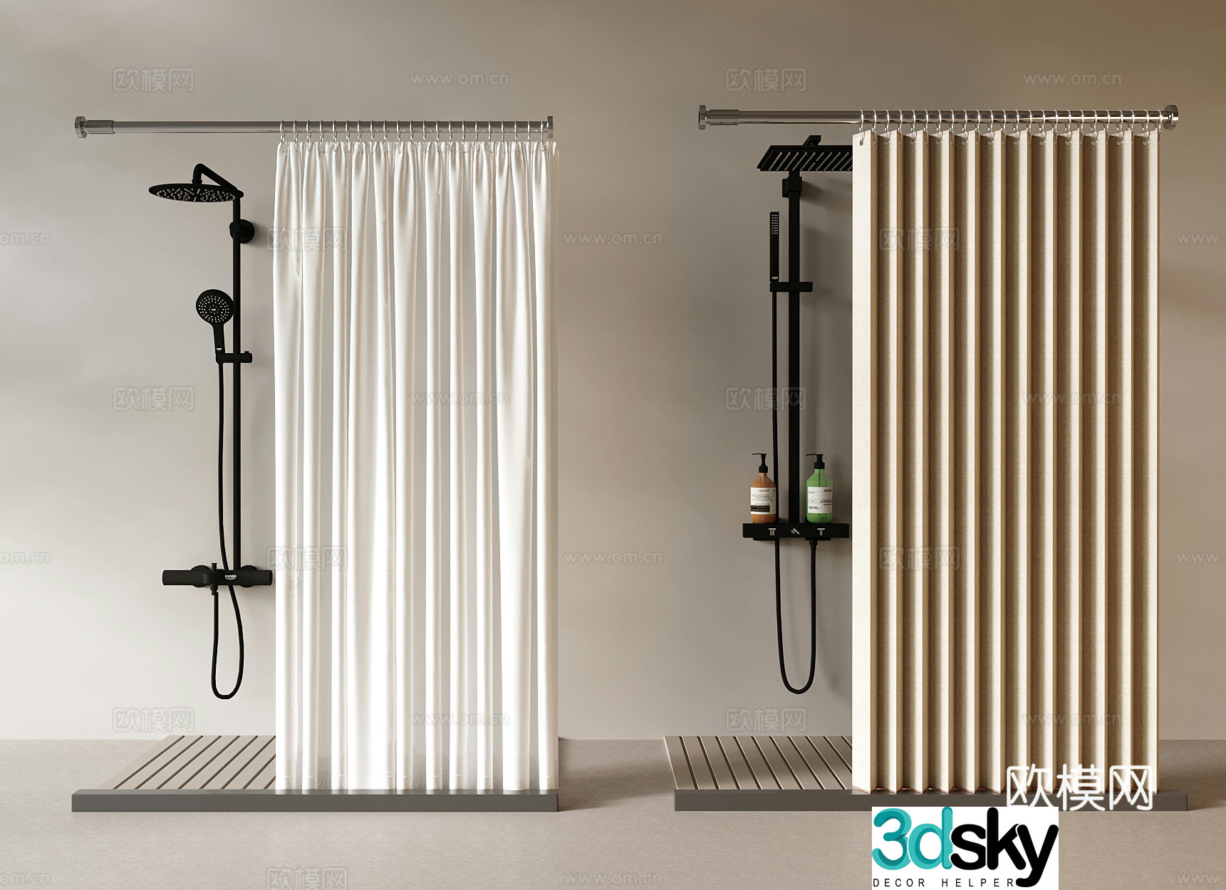 Modern shower curtain curtain 3d model