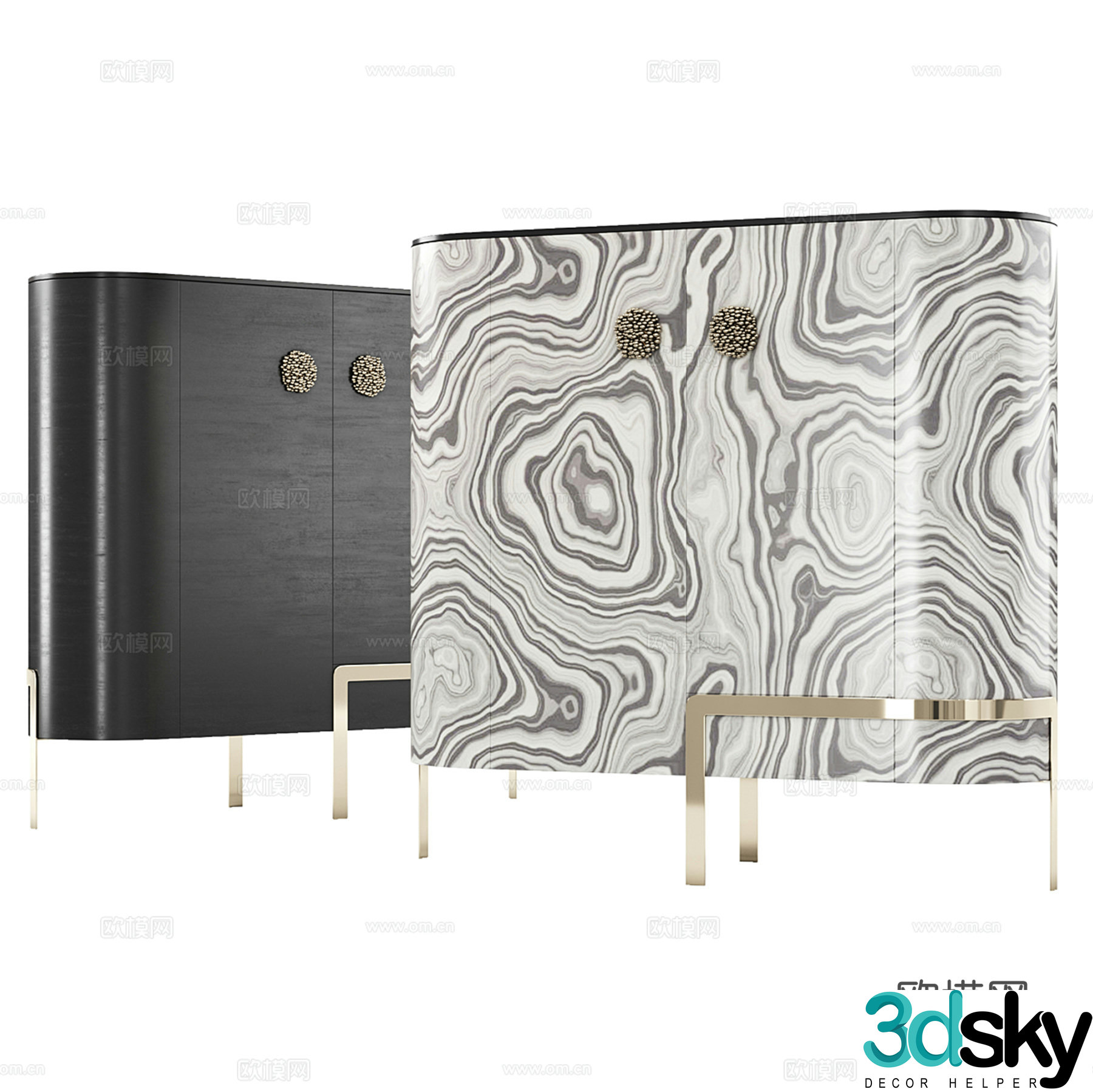 Light luxury decorative cabinet low cabinet chest of cabinets 3D model