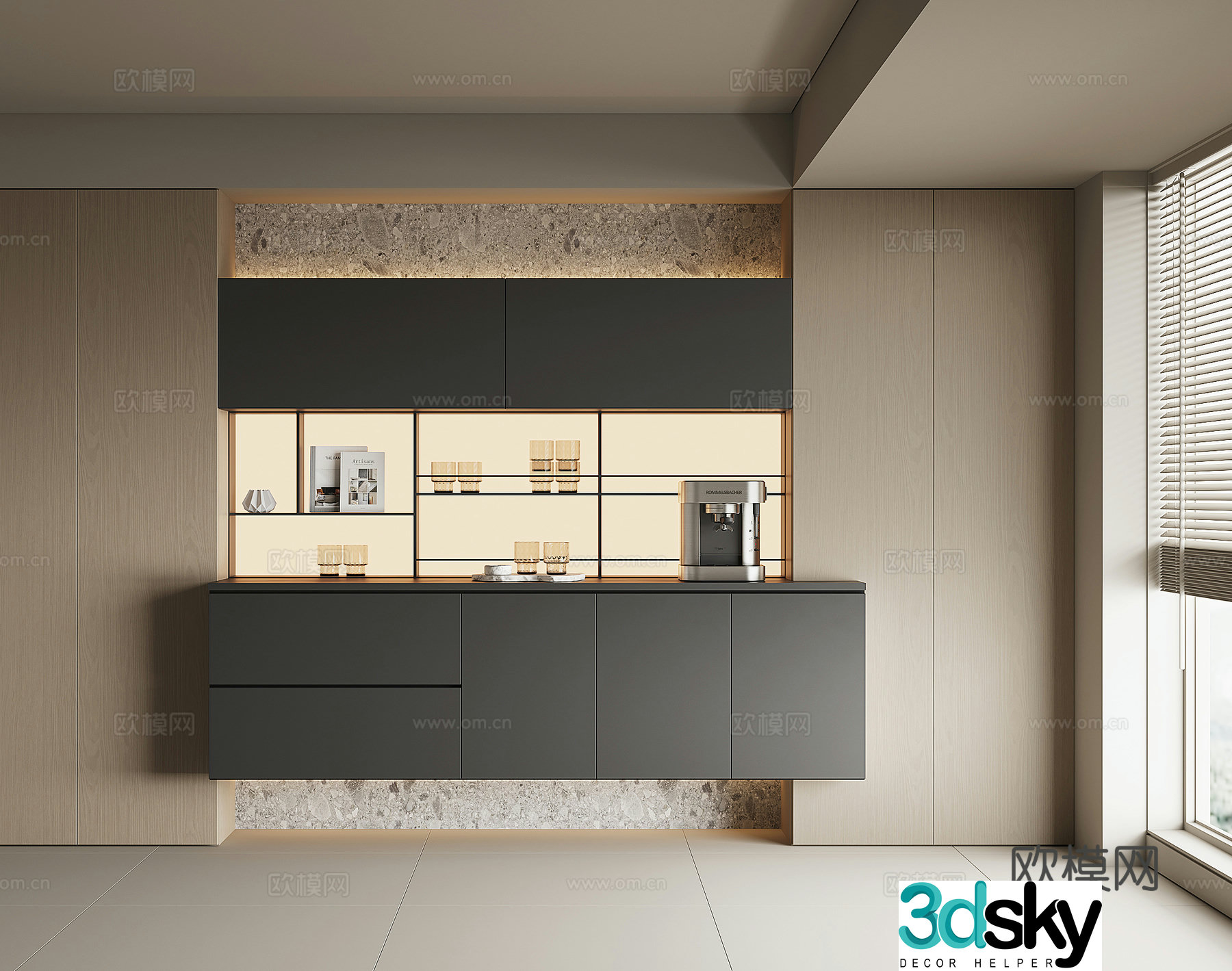 Modern wine cabinet sideboard 3D model