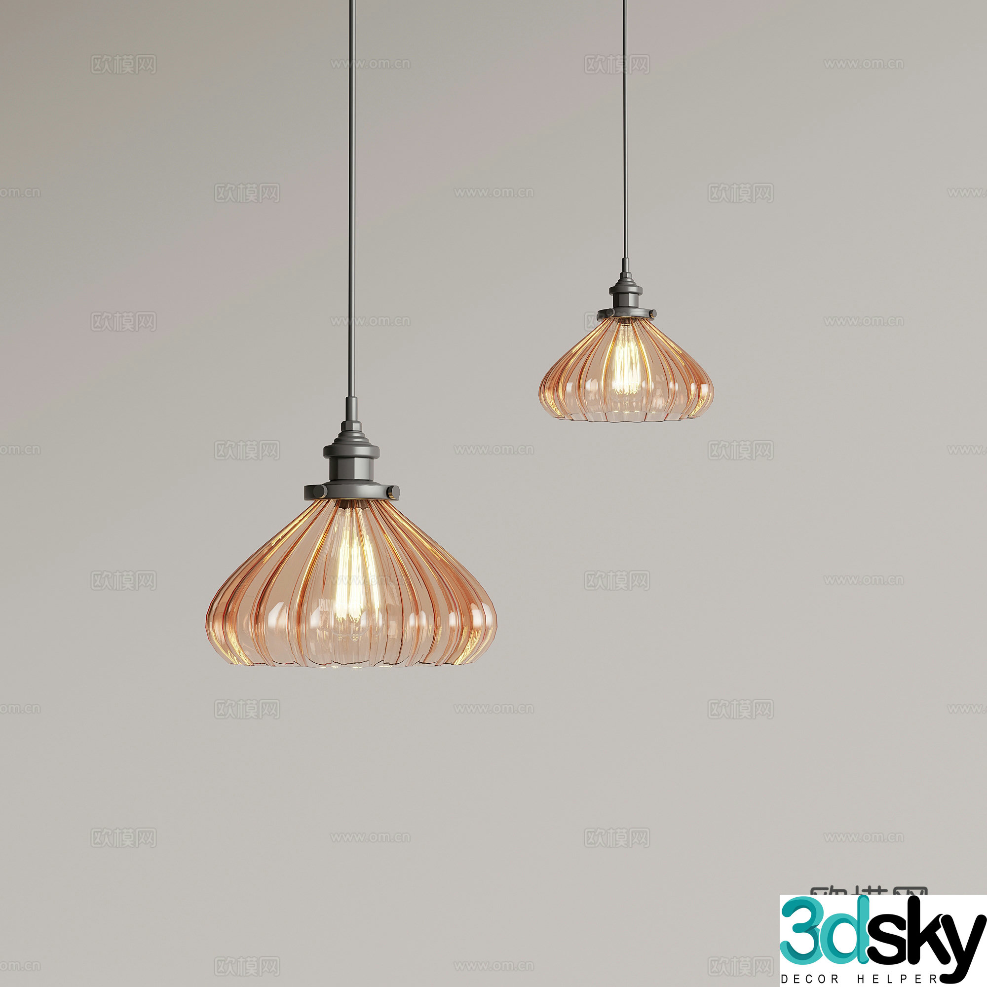 Retro style fishing line chandelier small chandelier 3d model