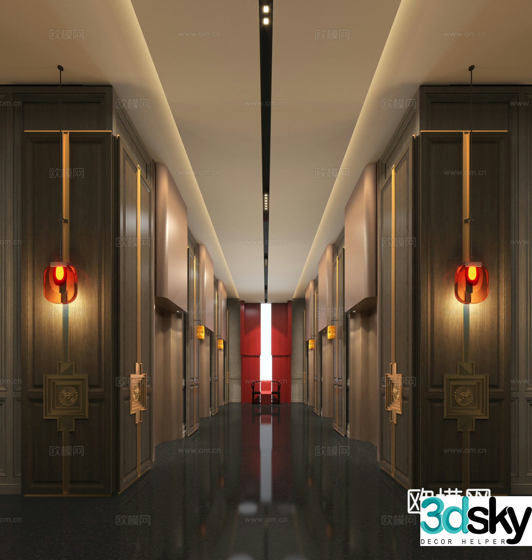 New Chinese hotel elevator hall Hotel elevator hall Club elevator hall Club elevator hall Elevator hall Elevator 3D model