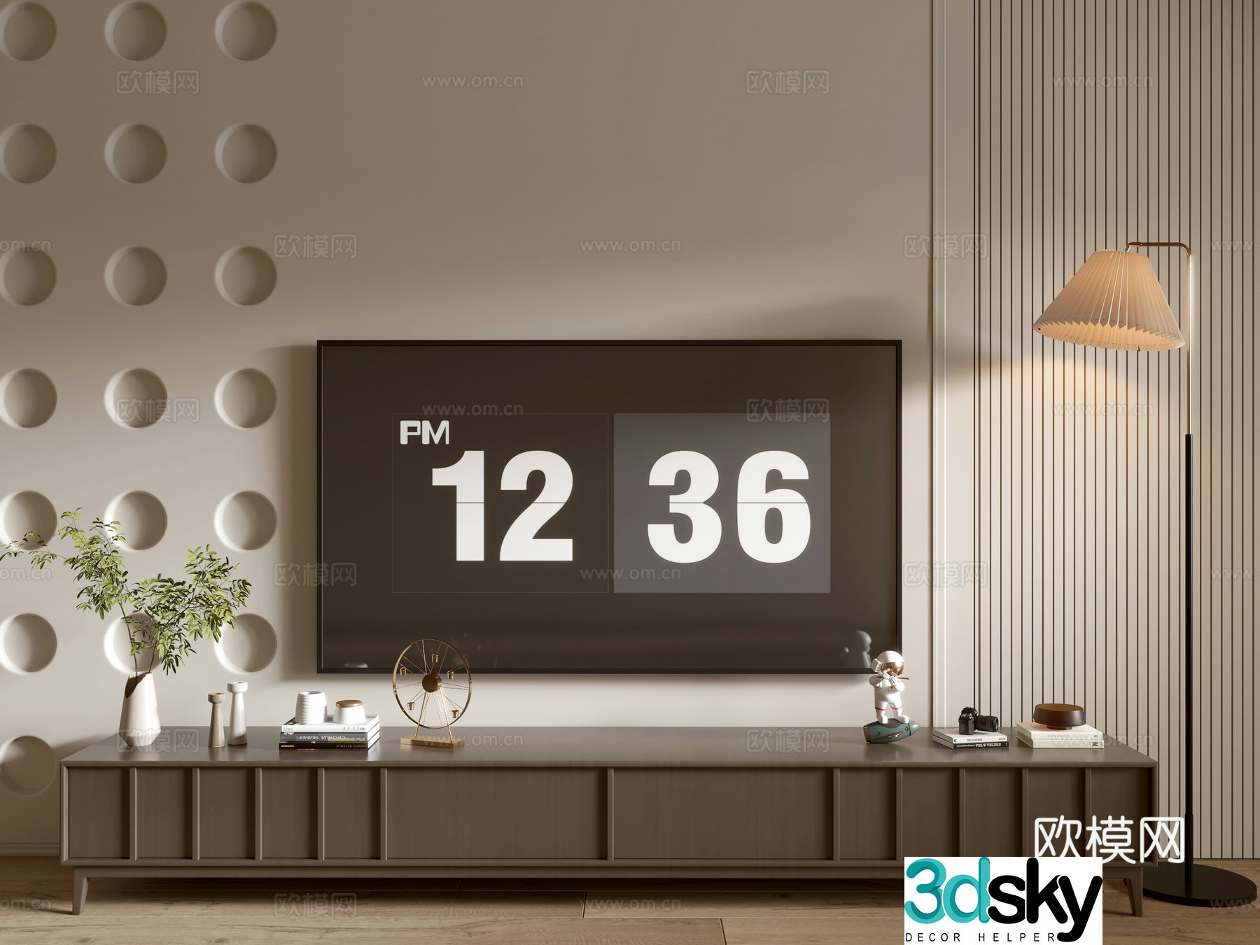 Modern wood grain TV cabinet simple side cabinet chest of drawers low cabinet whole cabinet side cabinet 3D model