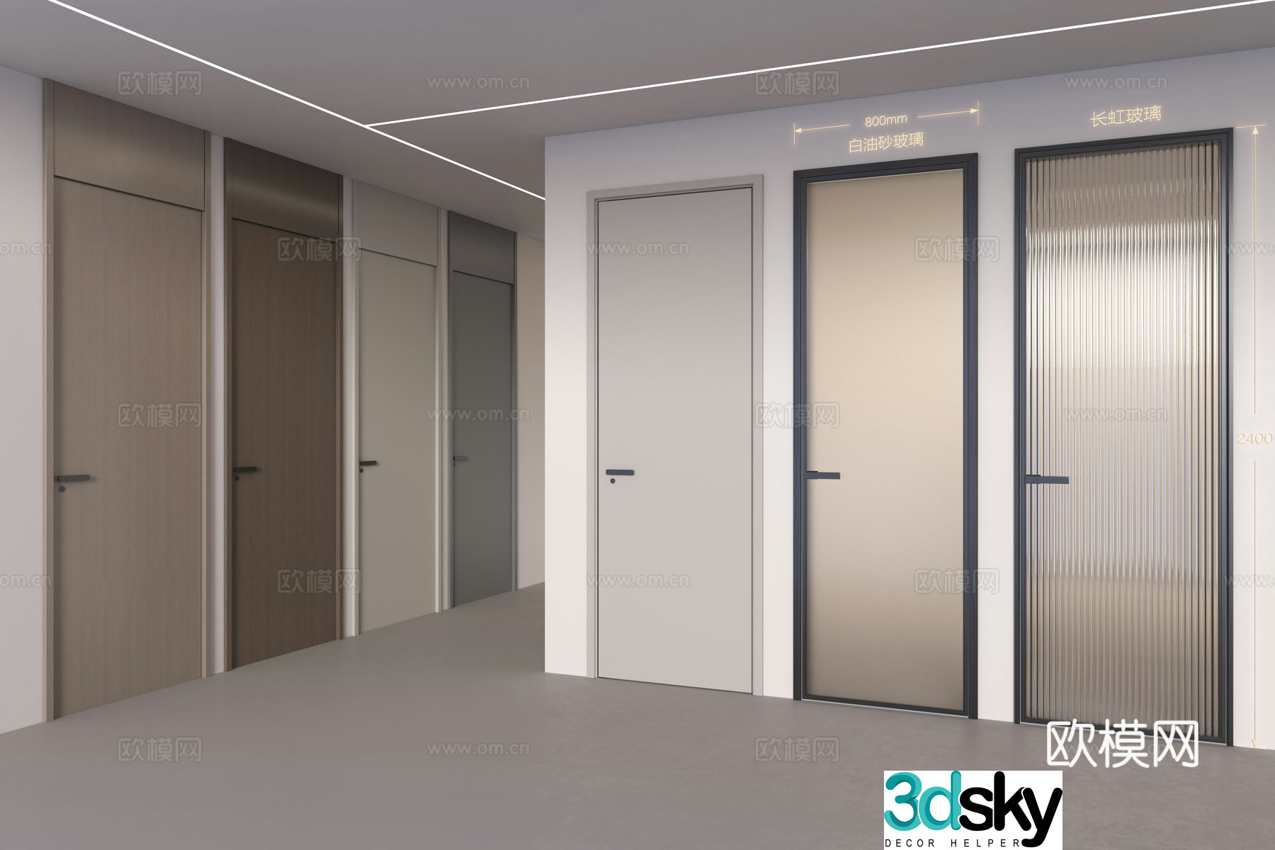 Modern single-open door wooden door glass door open ceiling door bedroom door bathroom door 3d model