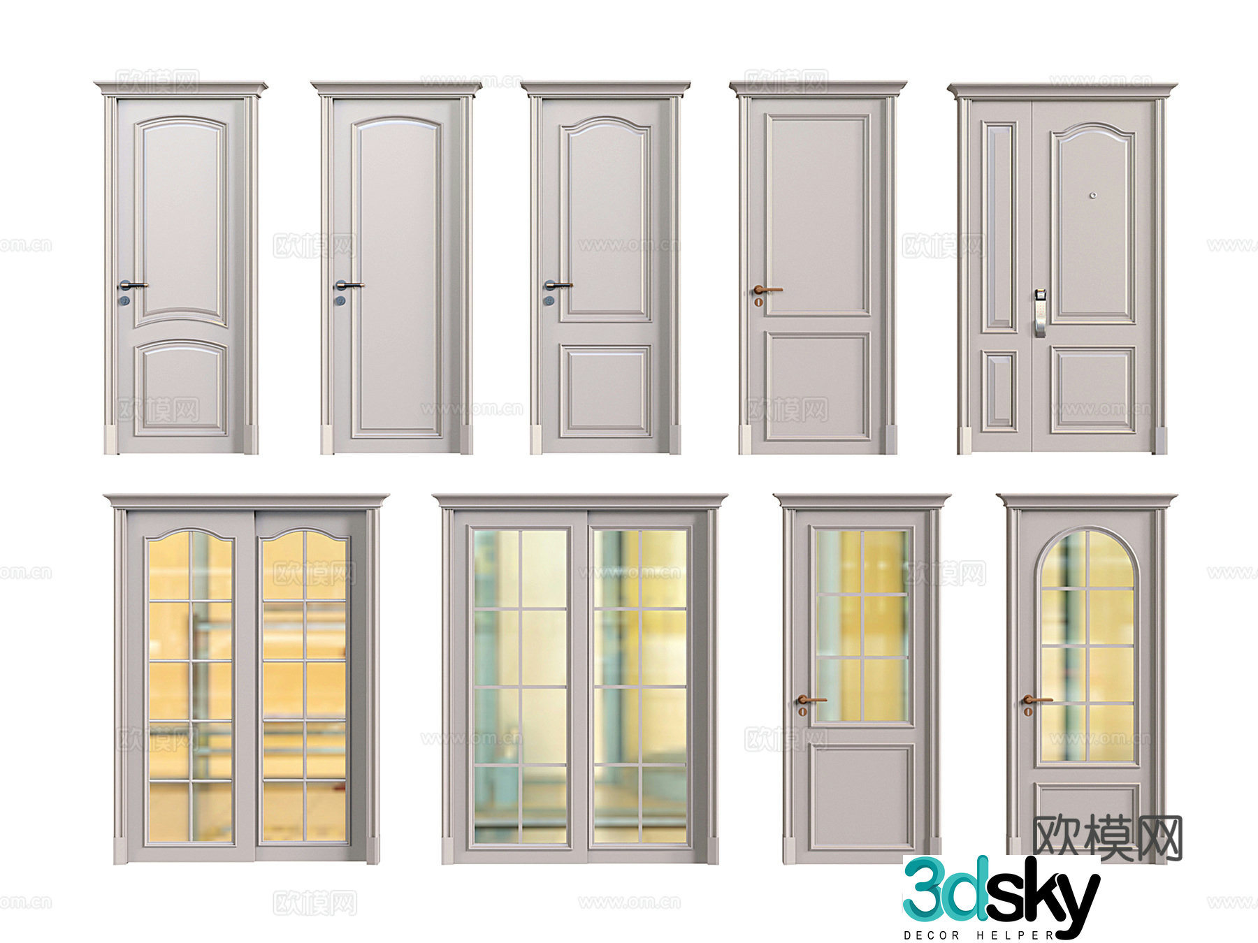 American single-open door bedroom door interior door room door glass sliding door 3d model