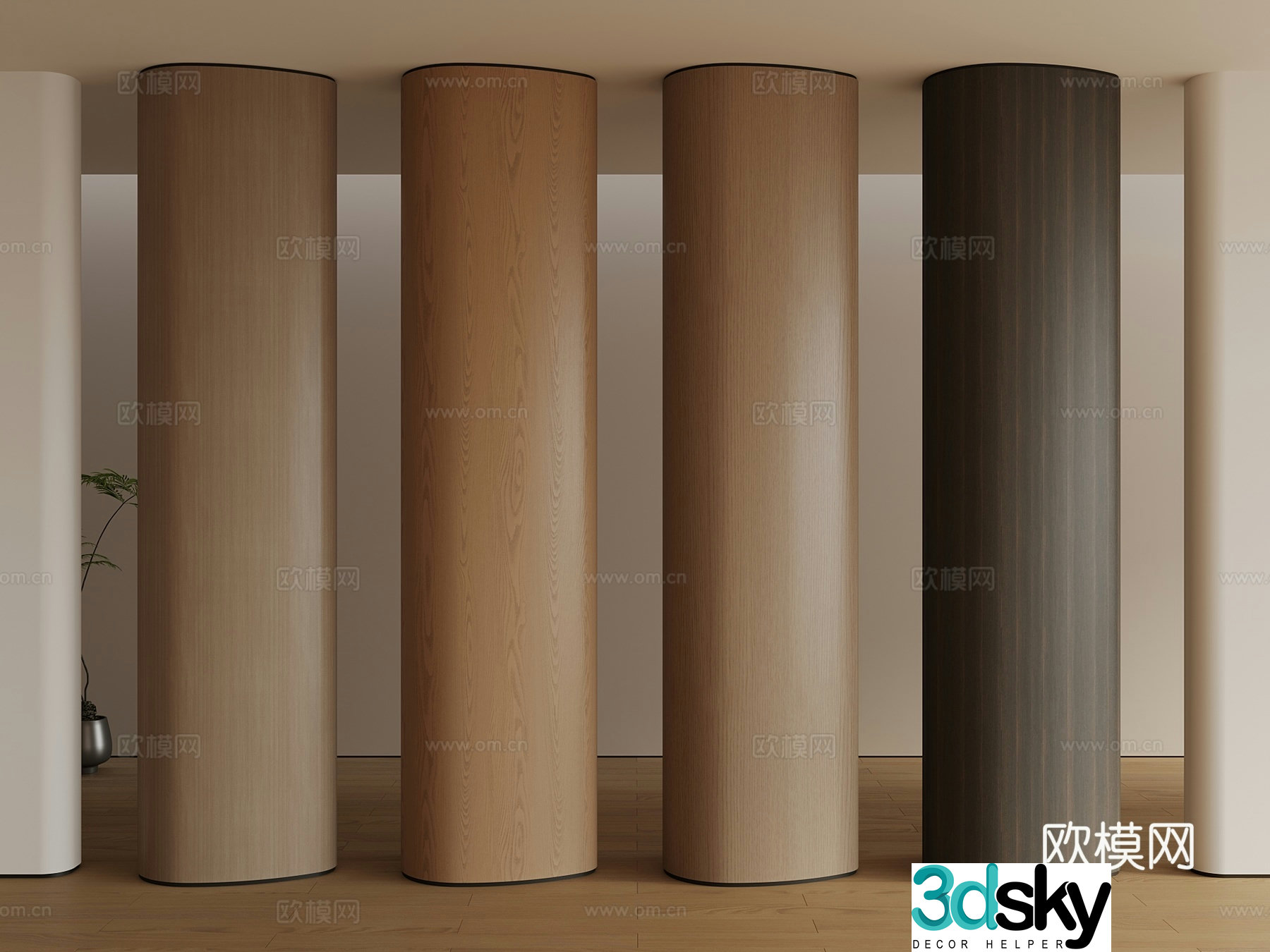 Modern medieval wall wall wood veneer walnut cherry oak ash 3d model