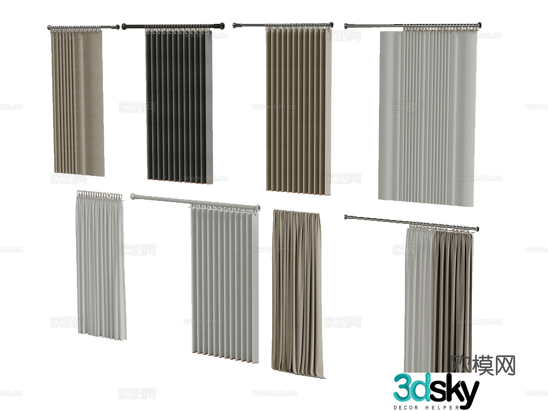 Modern shower curtain 3d model