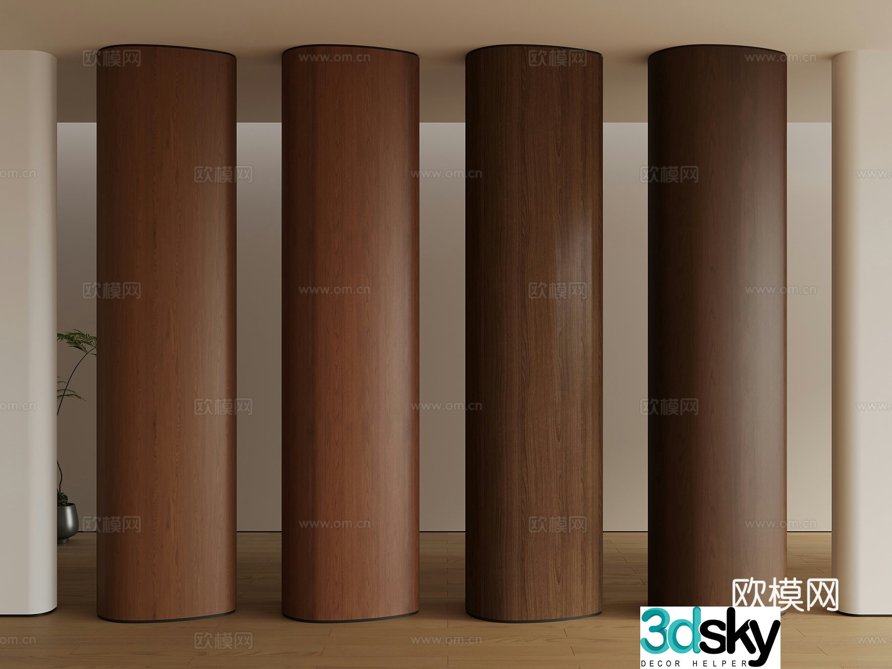 Modern medieval wall wall wood veneer walnut cherry oak ash 3d model