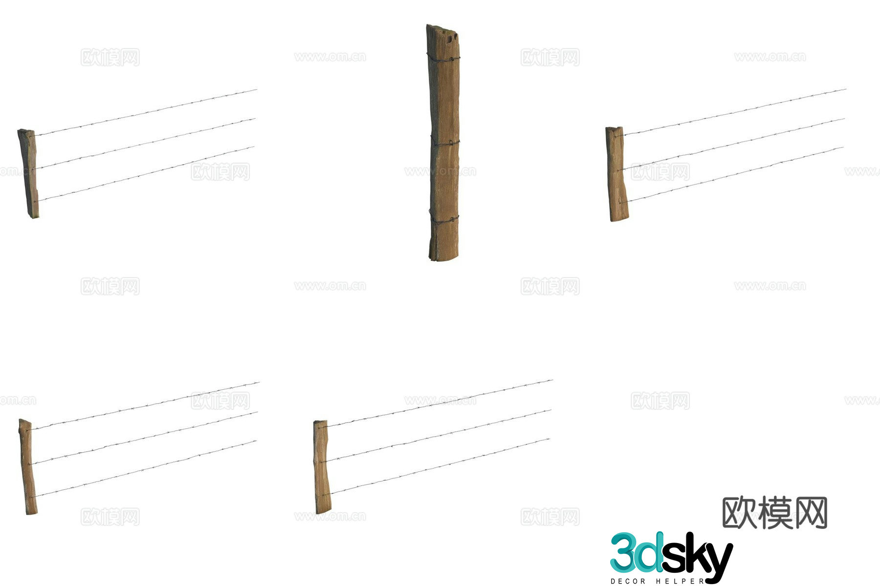 Wire fence guardrail fence 3d model
