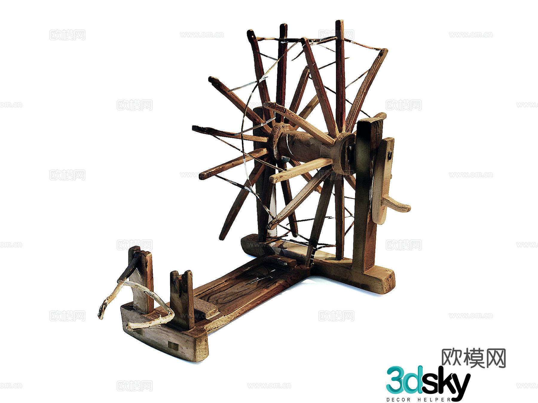 Old objects vintage retro loom 3d model