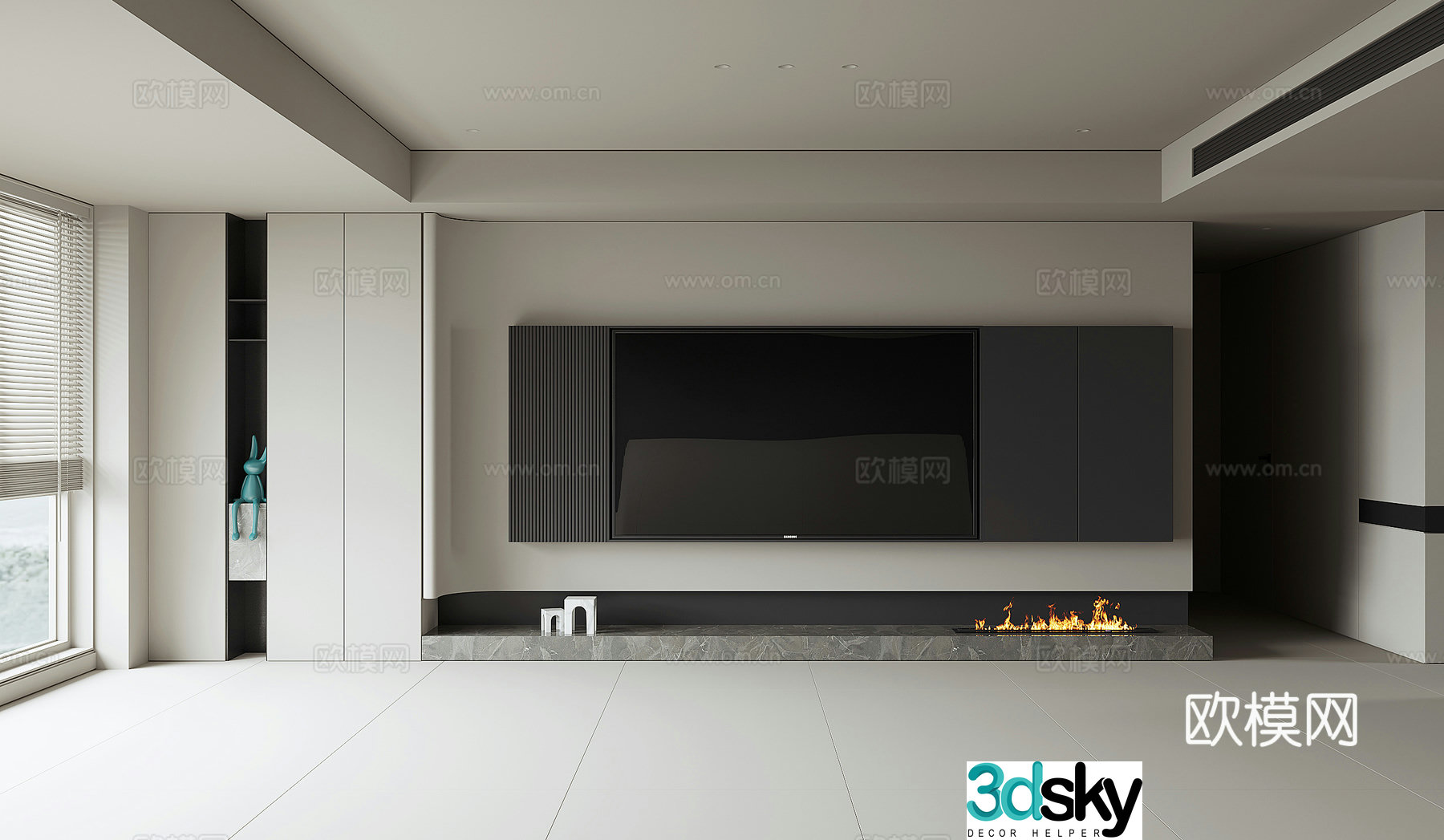 Modern TV background wall 3d model